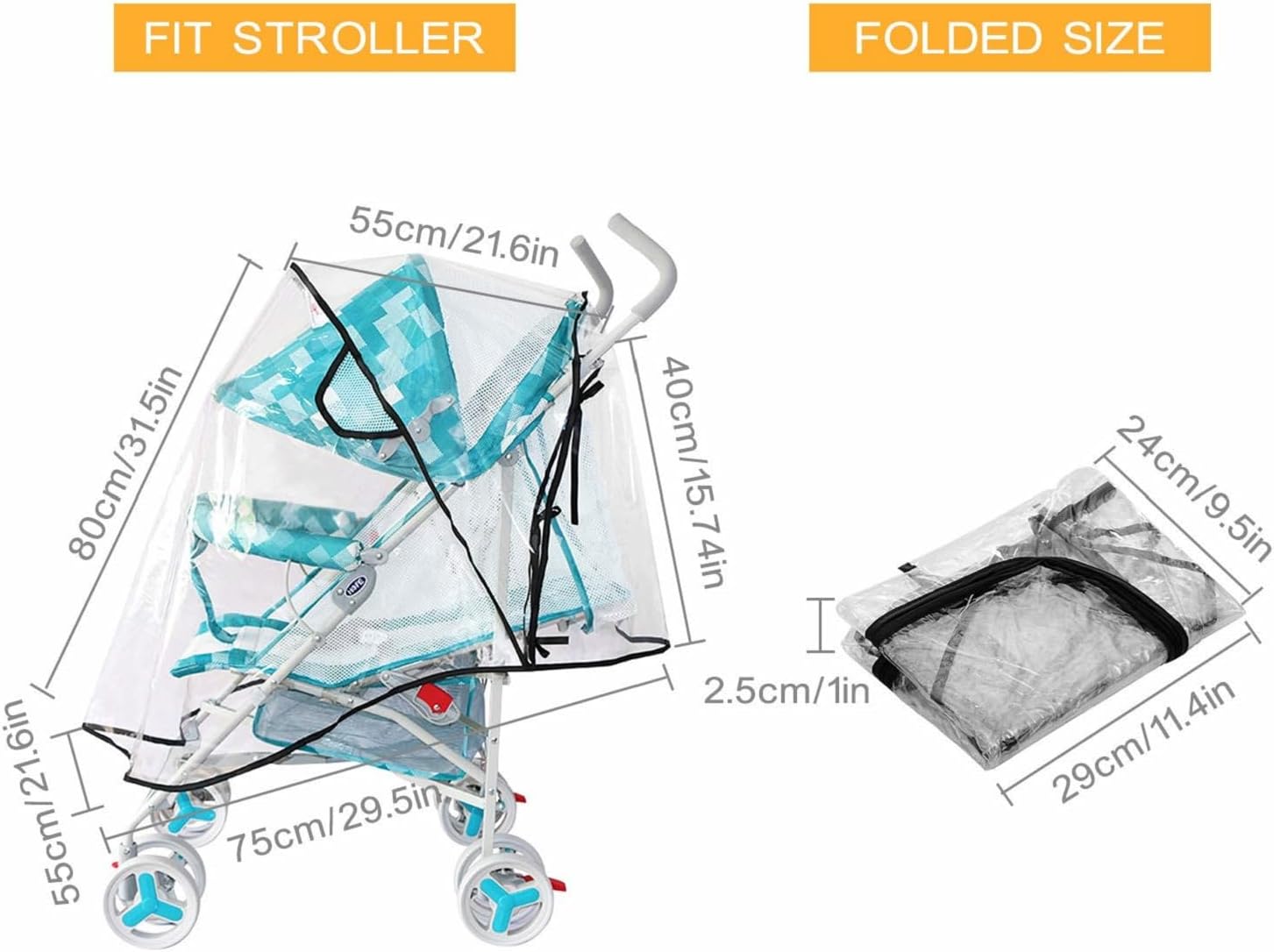 Description Picture 3 of itemBaby Stroller Rain Cover, Universal Travel Weather Shield Breathable Baby Stroller Rain Cover for Windproof, Waterproof
