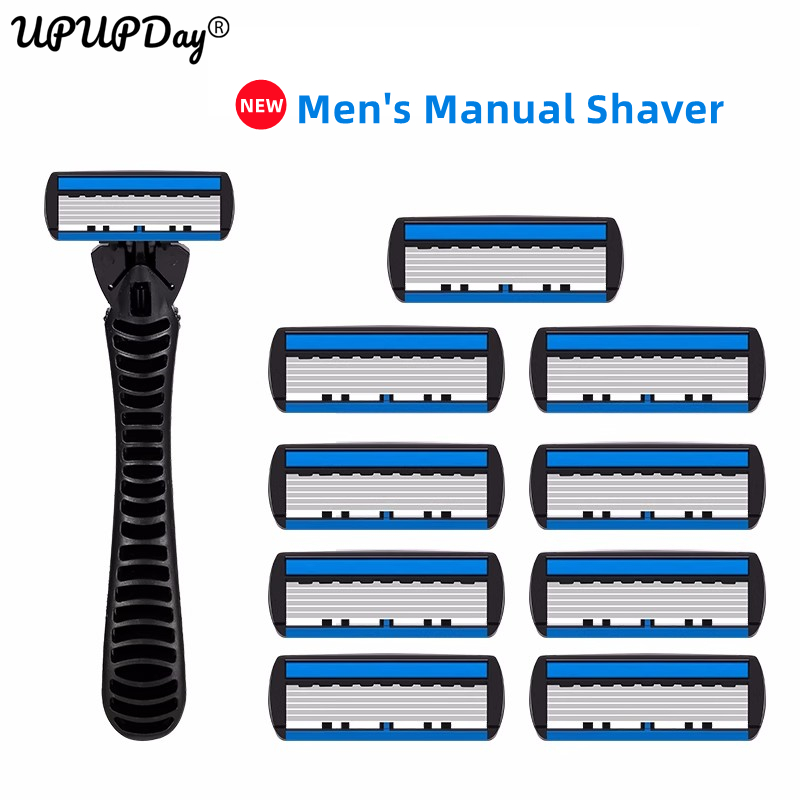 Best of Men's Manual Razor Holder Blade Handle Shaver For Men Shaving Kit 6 Layer Blades Face Hair Remove Beard Compatible With General Reviews & Tips