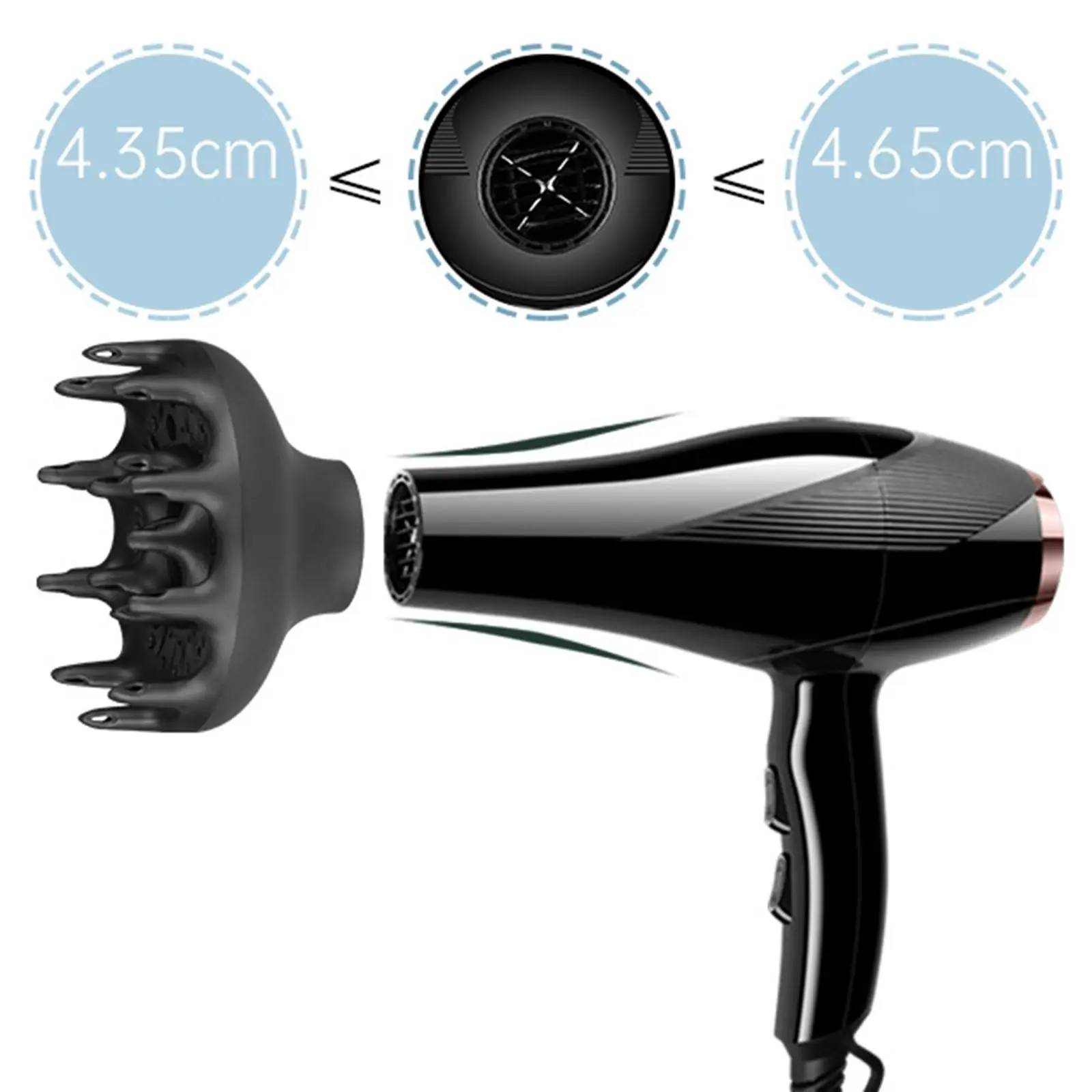 Hair Dryer Diffuser Easy to Attach Suitable for 1.71 inch to 1.83 inch Blow Dryer Universal Hair Diffuser for Curly or Wavy Hair