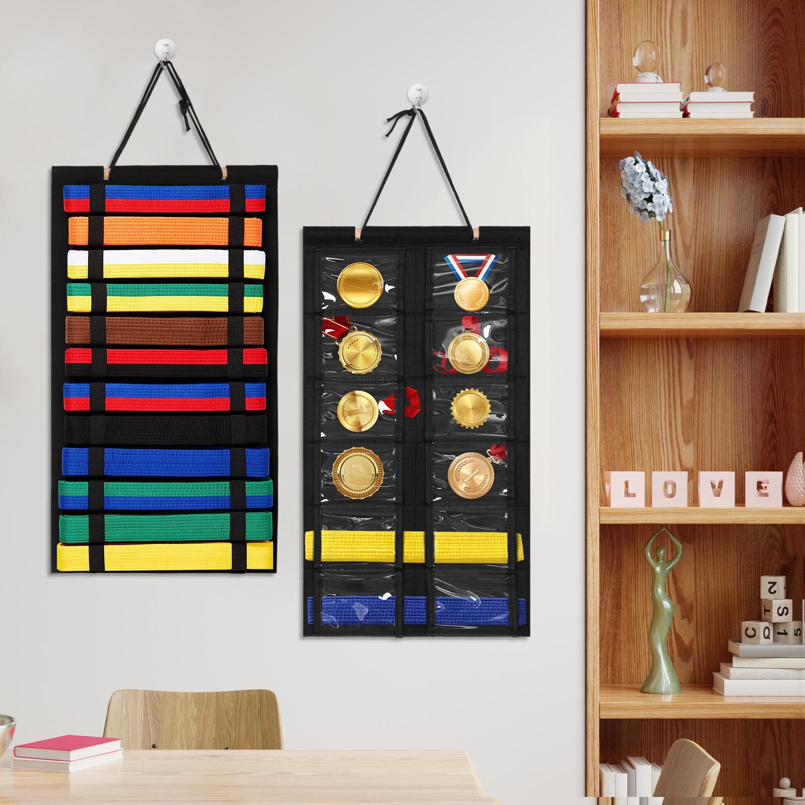 Taekwondo Belt Display Holder/ Hanging Medal Rack /Space Saving/ Martial Arts Belts Storage Organizer for Martial Arts Learners