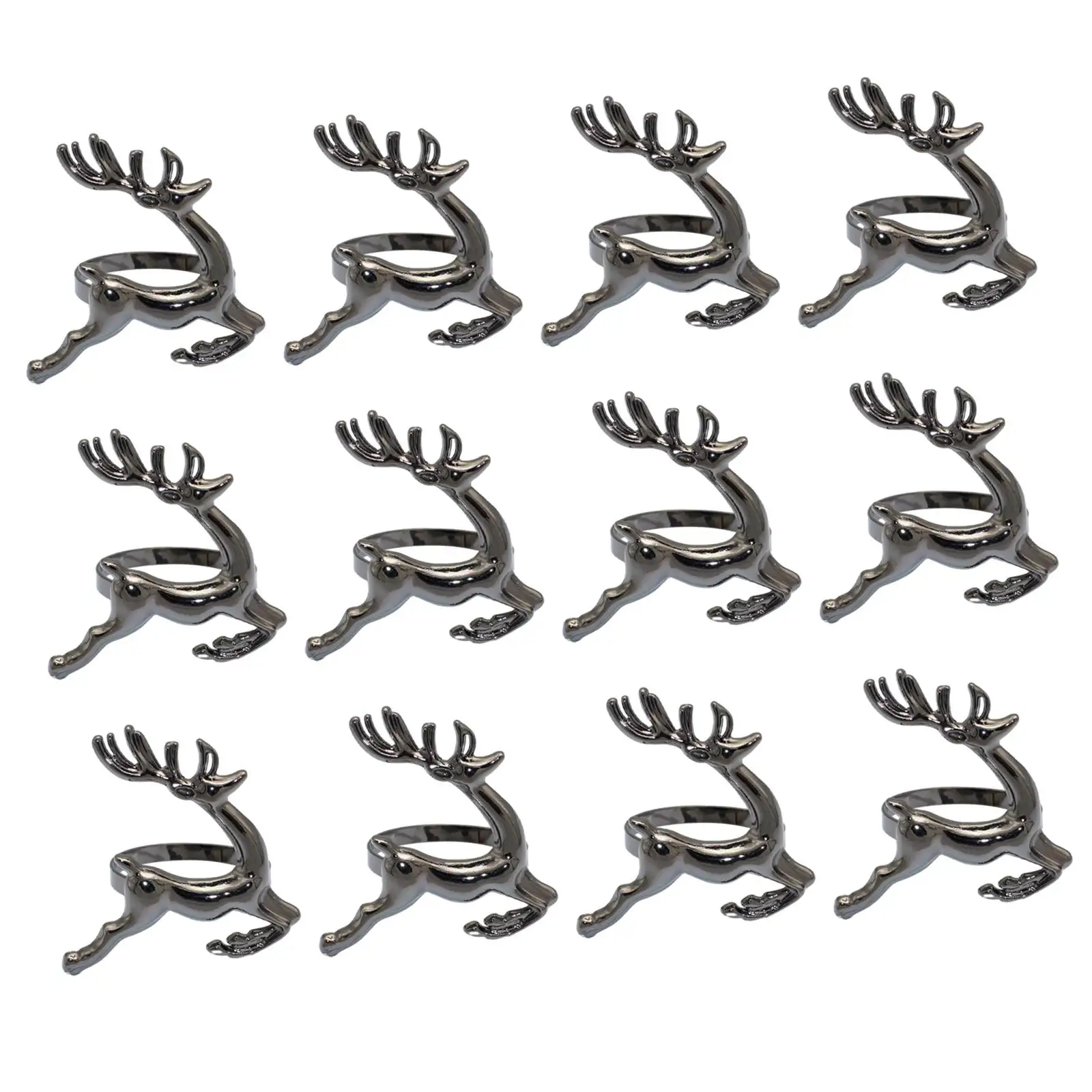 12x Napkin Ring Holders Deer Napkin Rings Dinner Table Metal Ornament Exquisite