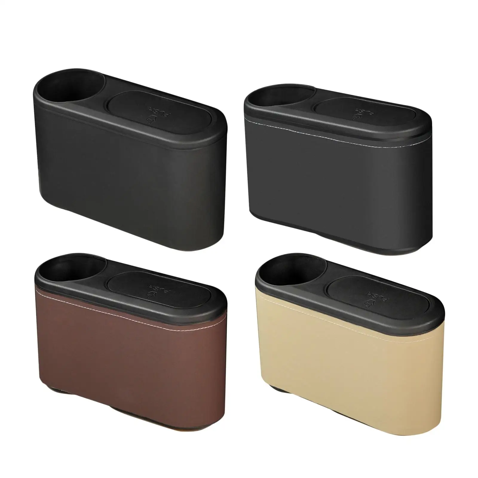 Car Trash Can Vehicle Trash Bin with Lid Cup Holder Mini Easy to Install Organizer Garbage Container for Home Automotive
