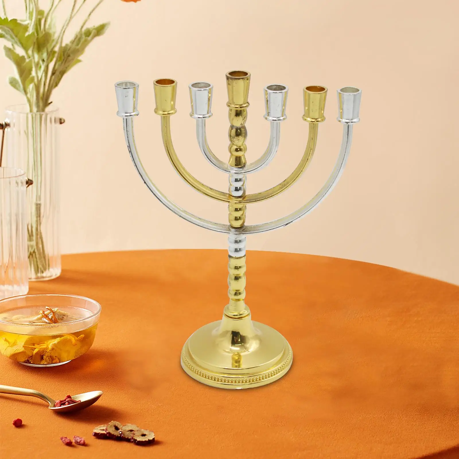 Hanukkah Menorah Jewish 7 Branch Menorah for Dining Room Anniversary Mantel