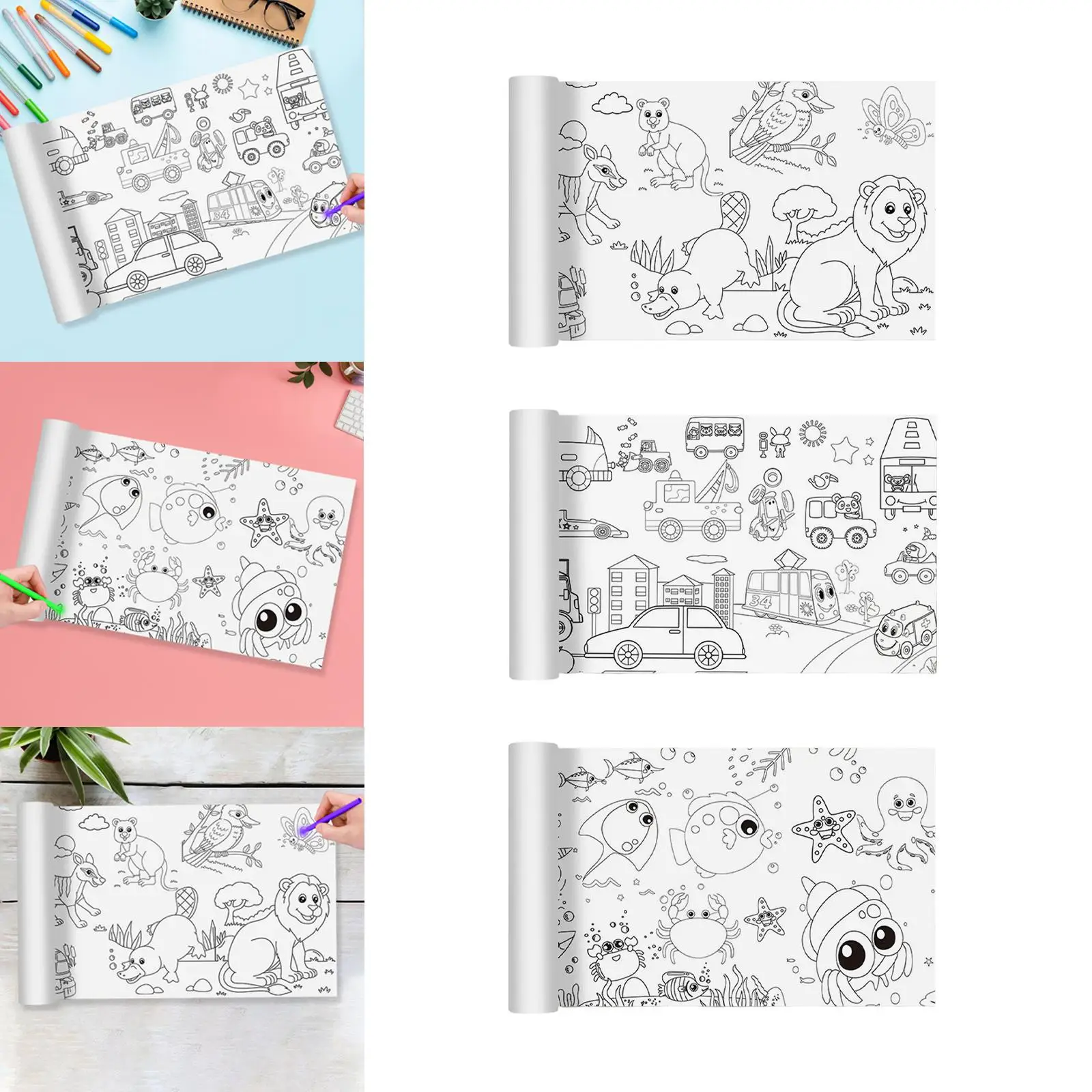 DIY Children Colouring Roll Poster Arts Crafts Activity Wall Sticker Learning and Education Toy Filling Paper for Toddlers