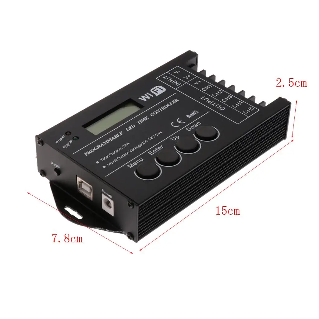 Multi-function DC12-24V 20A 5 Channels TC421 LED Time Controller