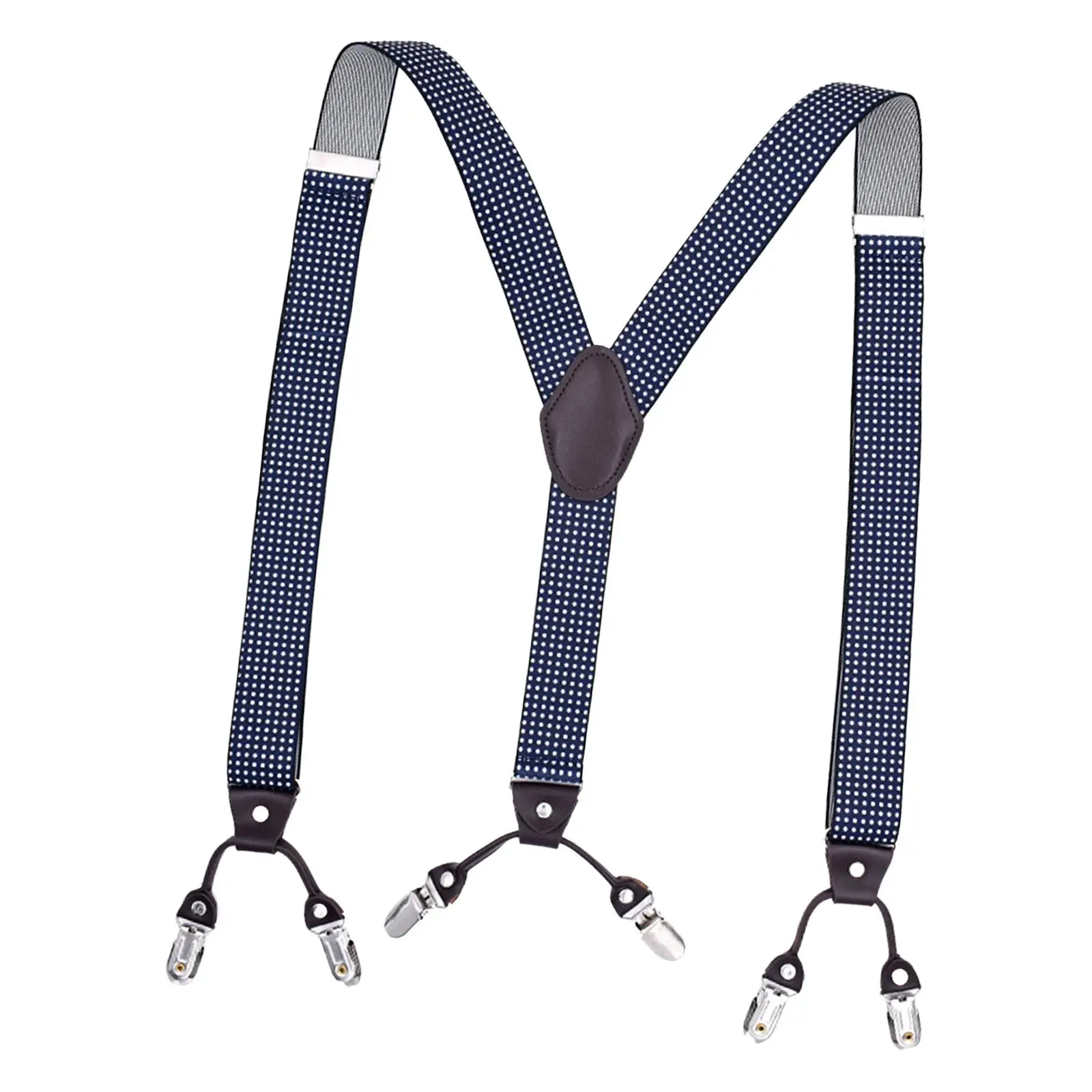 Casual Men Suspender Side Clip Suspenders 6 Clips Elastic Back Belt Adults Trucker Style Suspenders for Belt Loops Supplies