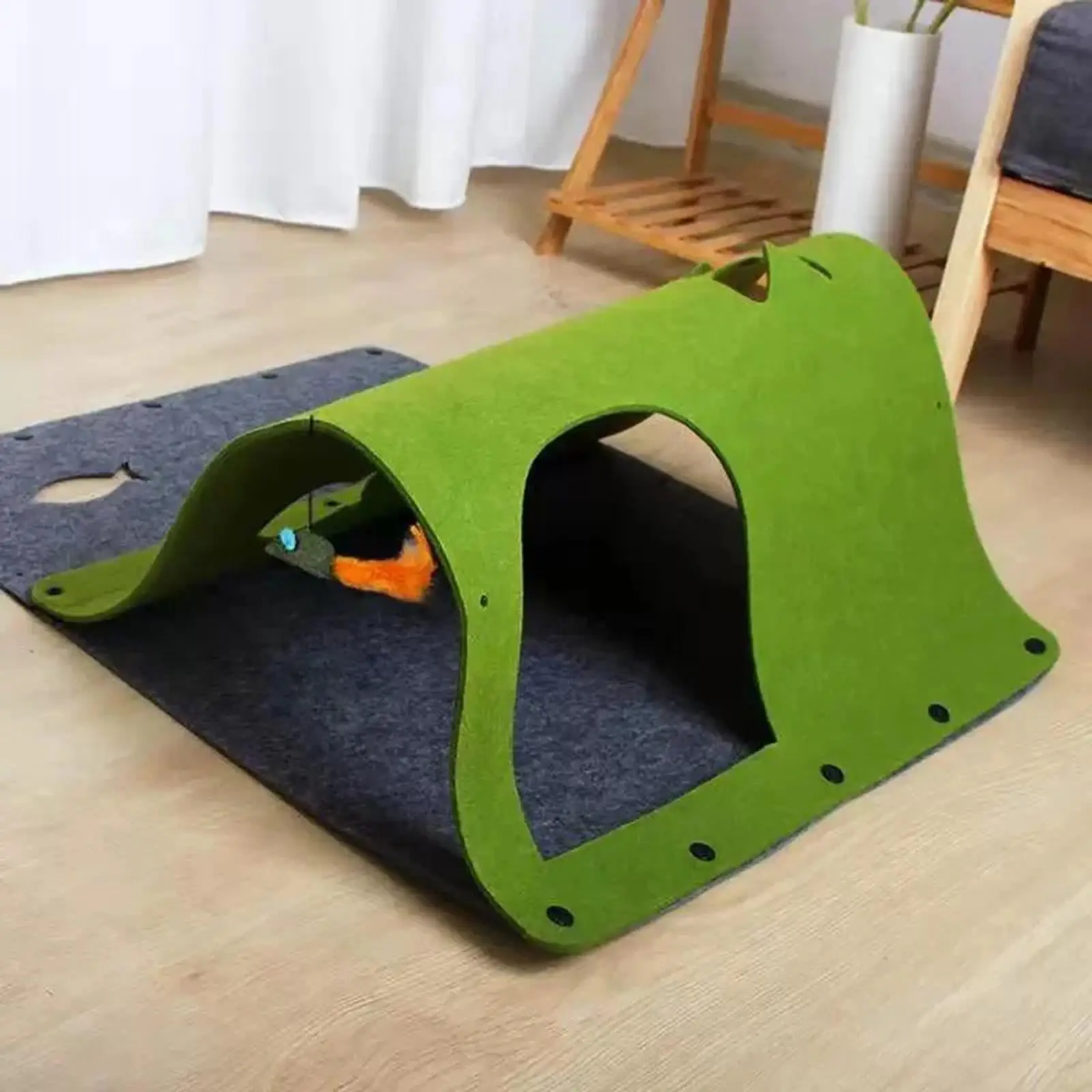 Felt Cat Tunnel for Indoor Cats with Hanging Mouse Pet Interactive Toy Cat House Pet Accessories Tent Playing Tube for Kitten