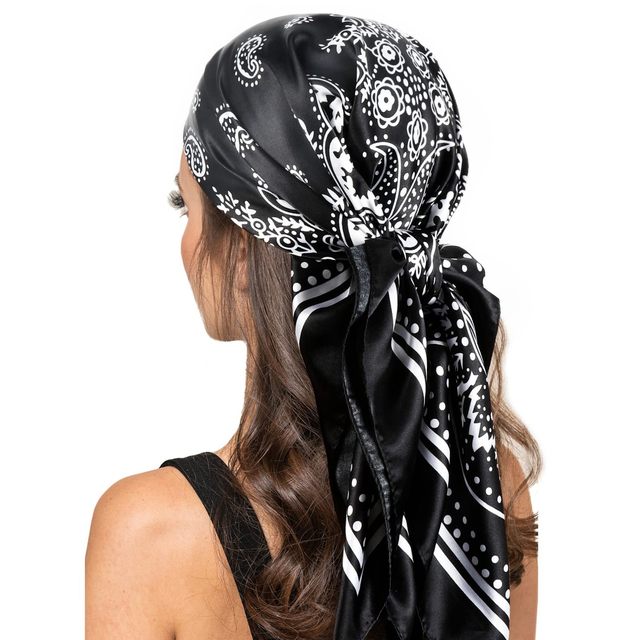 thumbnail image 2 of Cheap 90Cm Large Satin Scarf Hijab Scarf For Women Silk Satin Headband Hair Scarves Silk Satin Bandana Women Silk Square Scarf 2 of 10