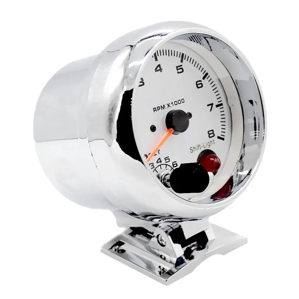 3.75`` White Face Tachometer Gauge with Light for Auto Car 95mm