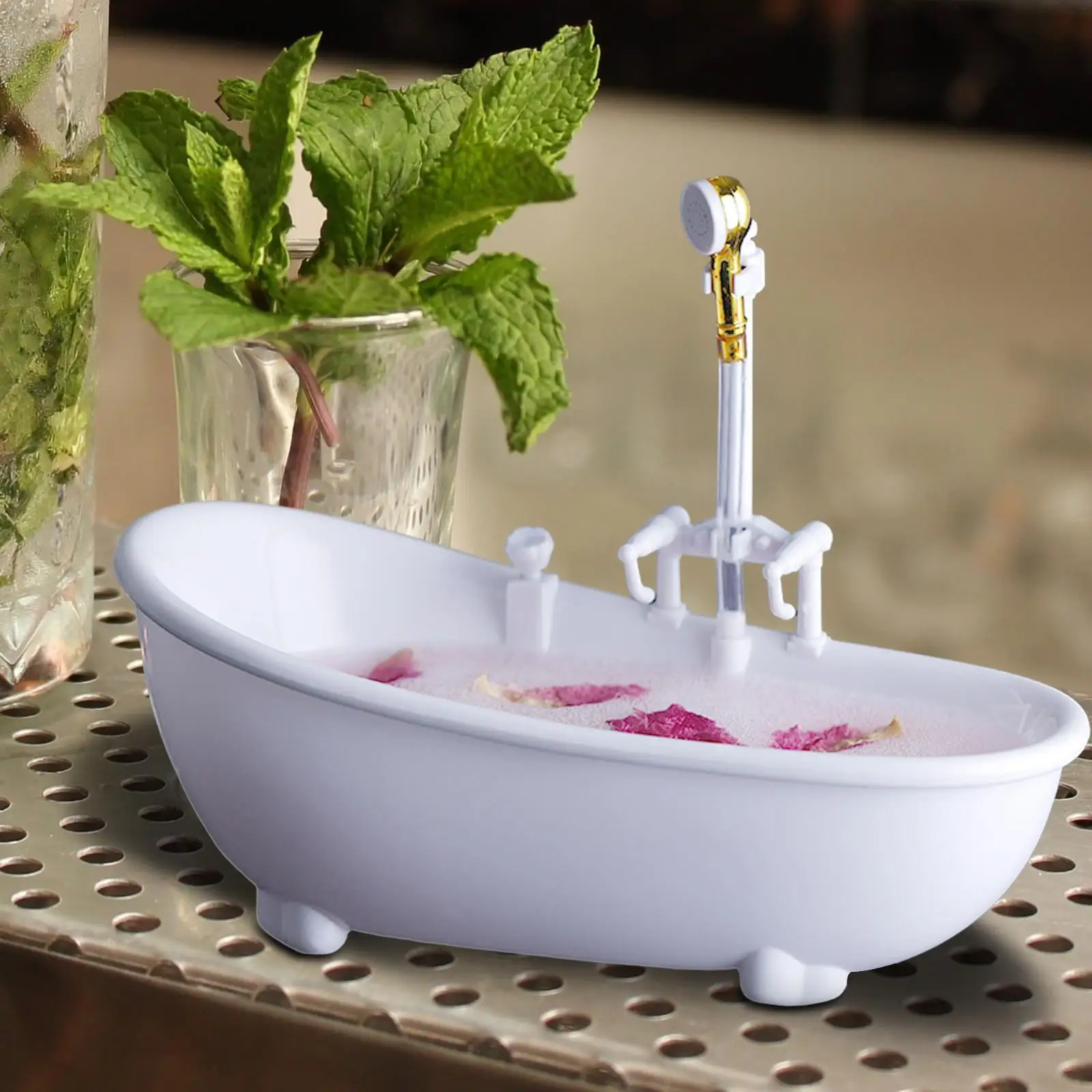 Electronic White Bathtub Sprayable Container Artistic Originality Pretend Working Sink Creative Tableware Drink Cup
