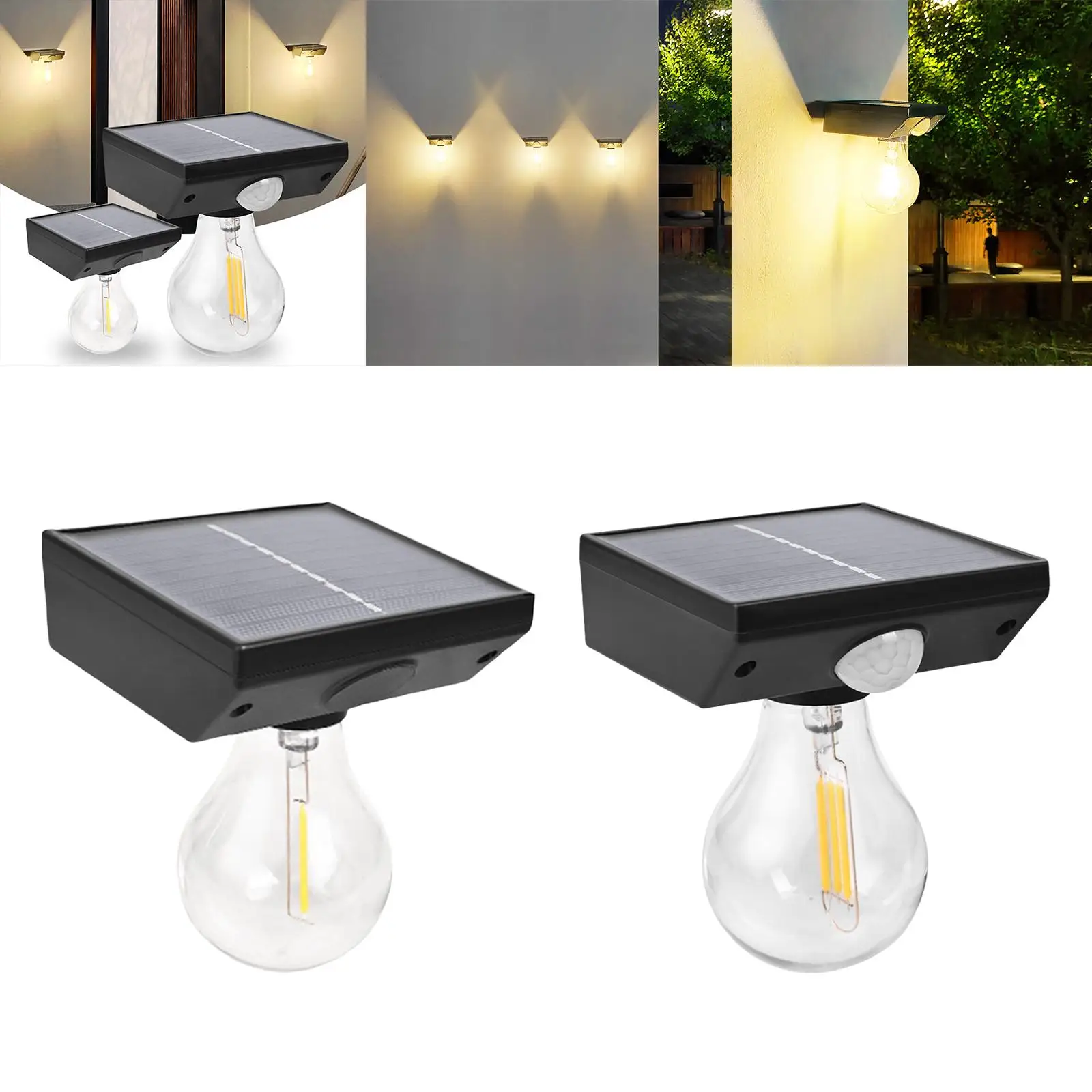 Solar LED Tungsten Filament Bulb Automatic Light Sensors Lamps Bulbs for Fence Outdoor