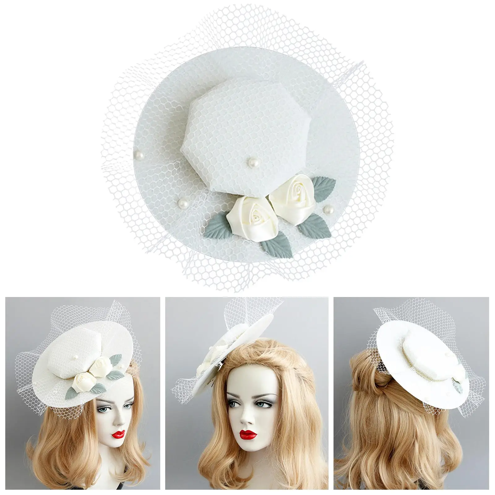 European Court Style Fascinator Top Hat Modern Fashion Headwear for Cocktail Parties Horse Racing