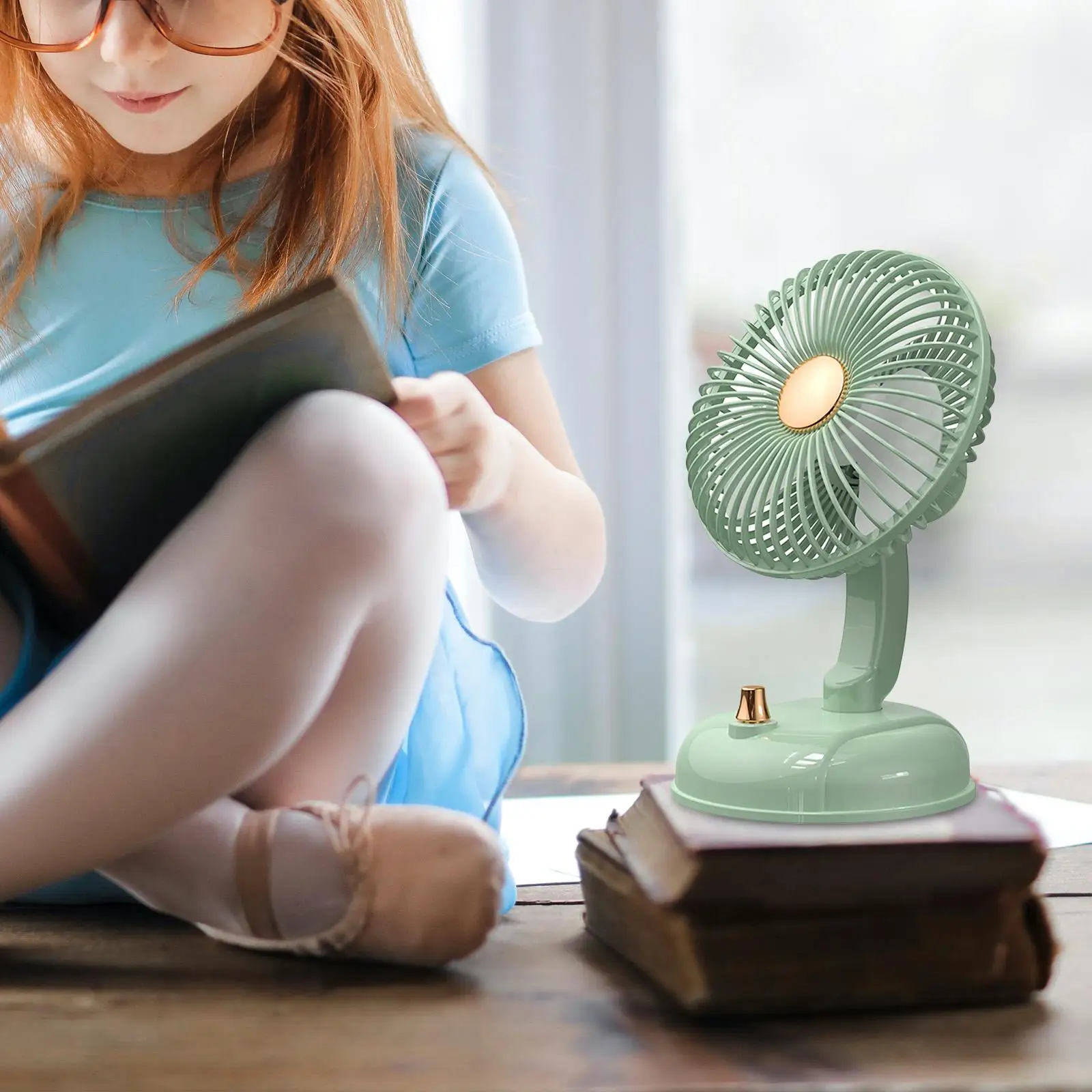 Electric Personal Desk Fan with Strong  Low Noise Adjustable Head  Rotation for Camping  Desktop Bedroom