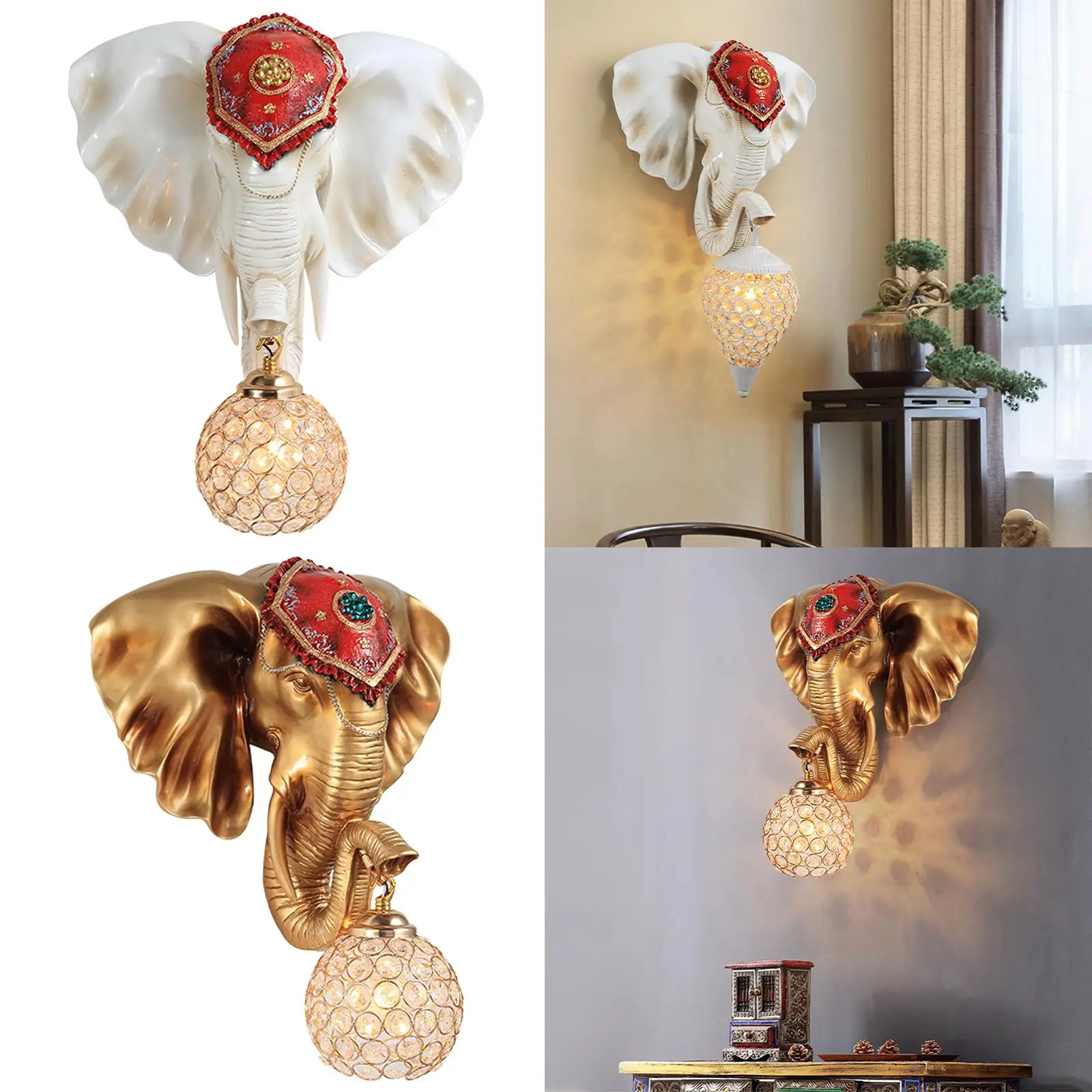Modern Wall Sconce Lights Lighting Fixtures Elephant Shape Resin Figurines for Hallway Indoor Outdoor Kitchen Bedroom Decor