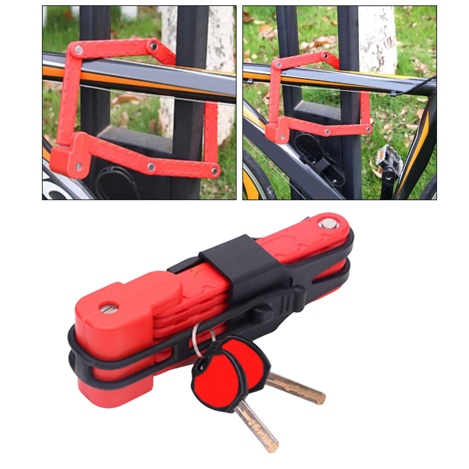 Steel Lightweight Key Folding Bike Lock, Steel Joints Bike Lock High Security Hardened Steel with two keys and Accessories