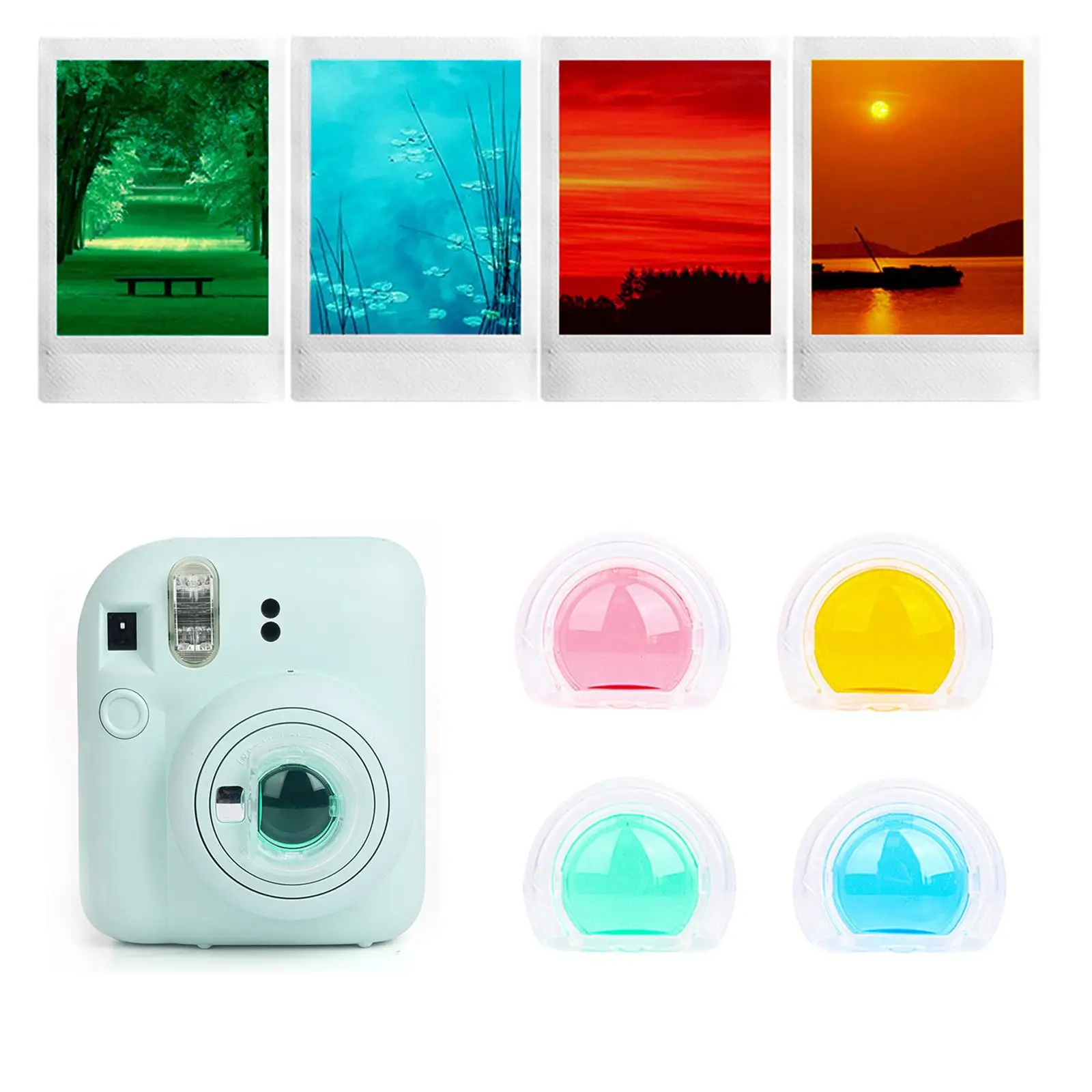 4 Pieces Colorful Lens Filters Portable Easy Installation Color Lens Close up Lens for Mini 12 Instant Camera Accessories