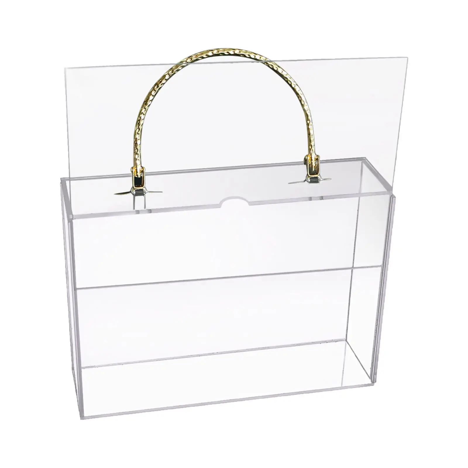 Clear Acrylic Flower Box Reusable Rectangle with Handles Portable Gift Box Empty Present Boxes Large for Party Favor Shadow Box