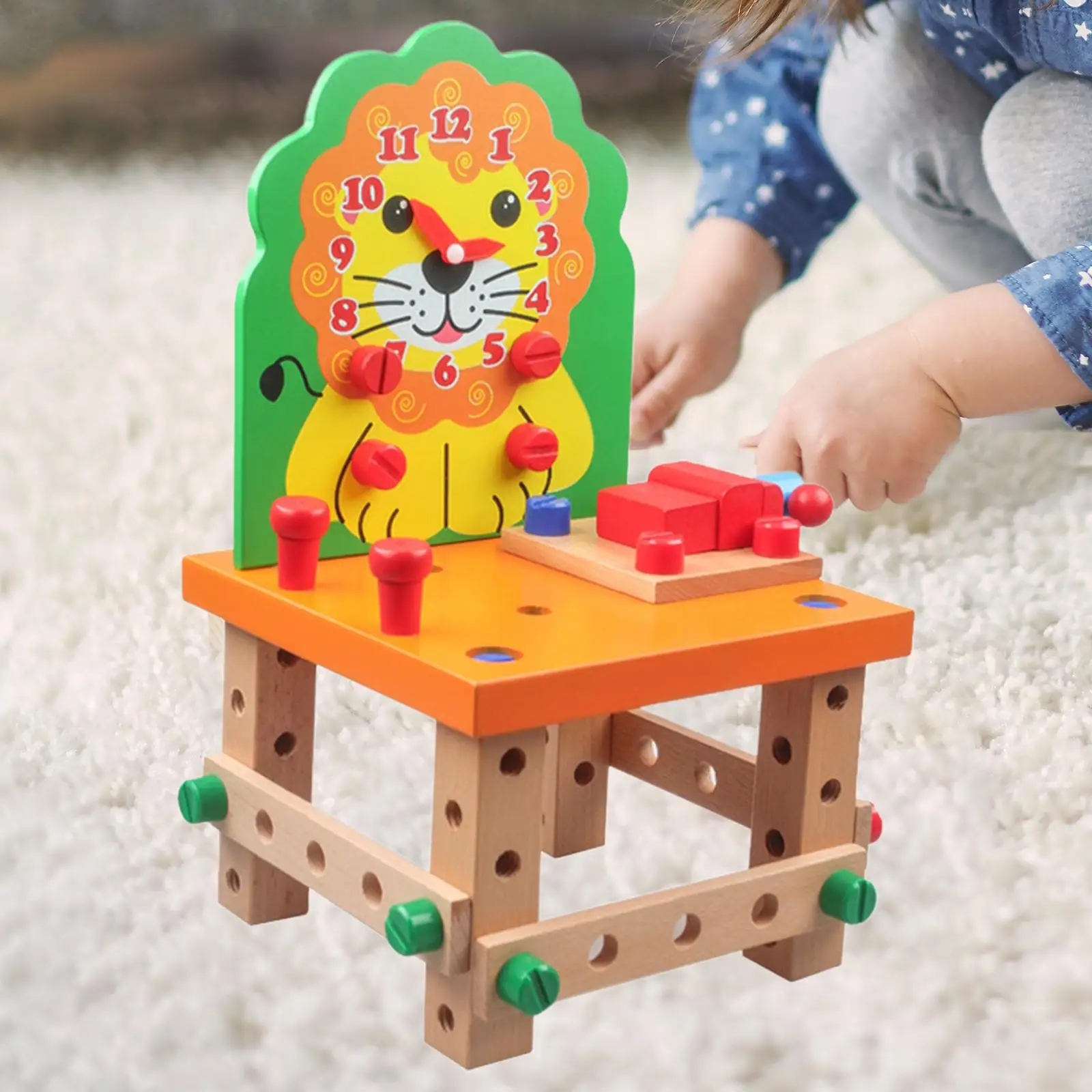 Wooden Assembling Chair Educational Building Toy with Tools Wooden Chair Models Construction Play Set for Children Girls Boys
