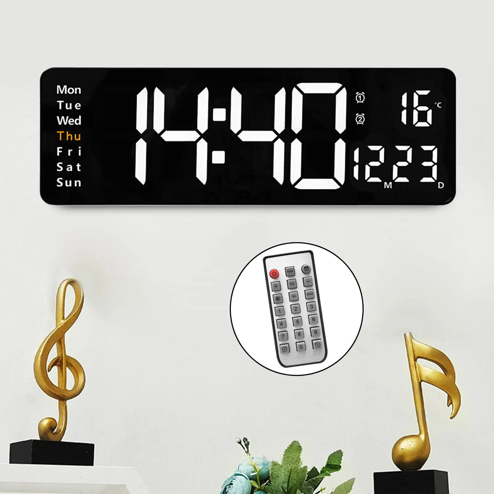 Large Digital Wall Clock Ten-Level Brightness Adjustment Office Desk Clocks