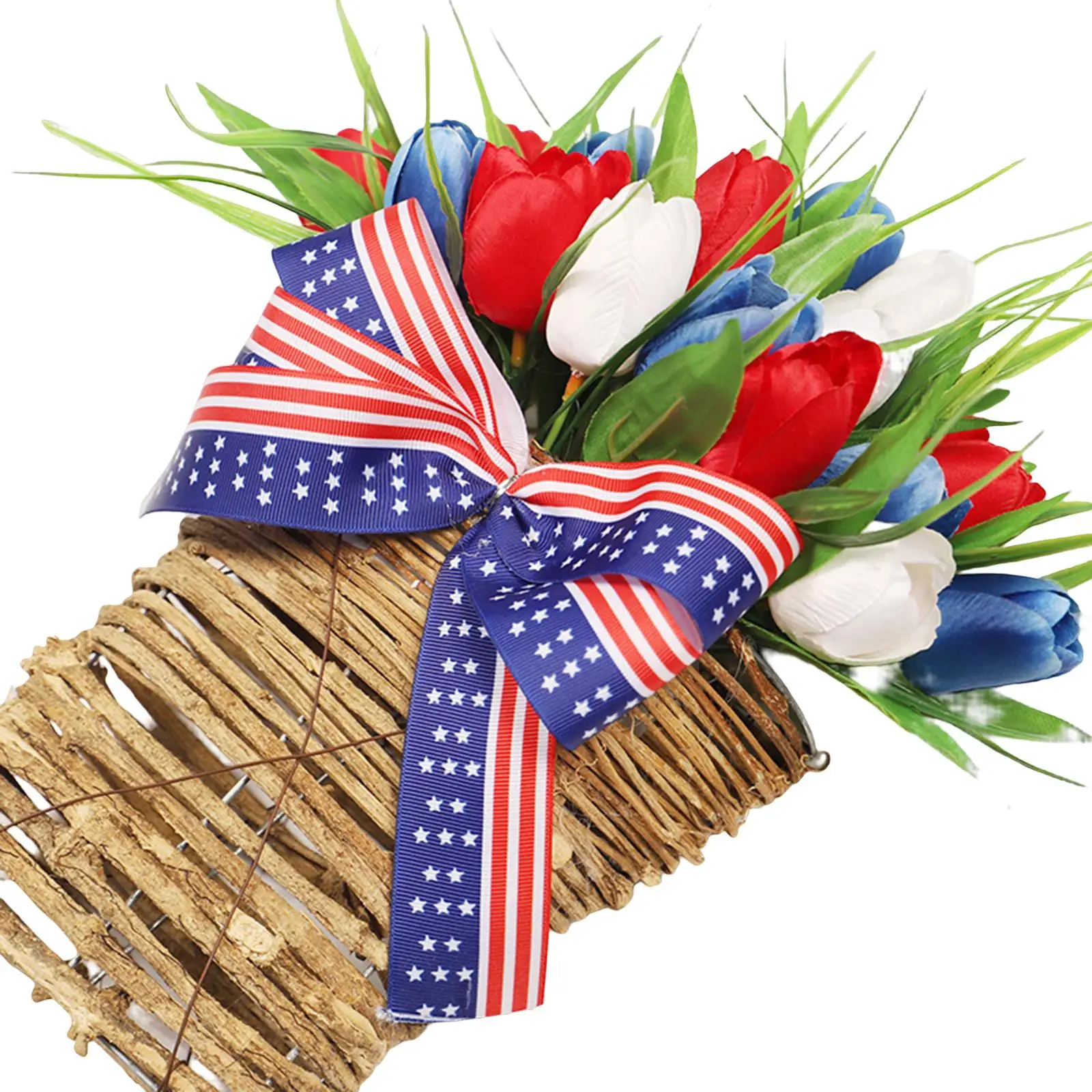Patriotic Independence Day Wreath Memorial Day Hanging Basket Front Door Wreath