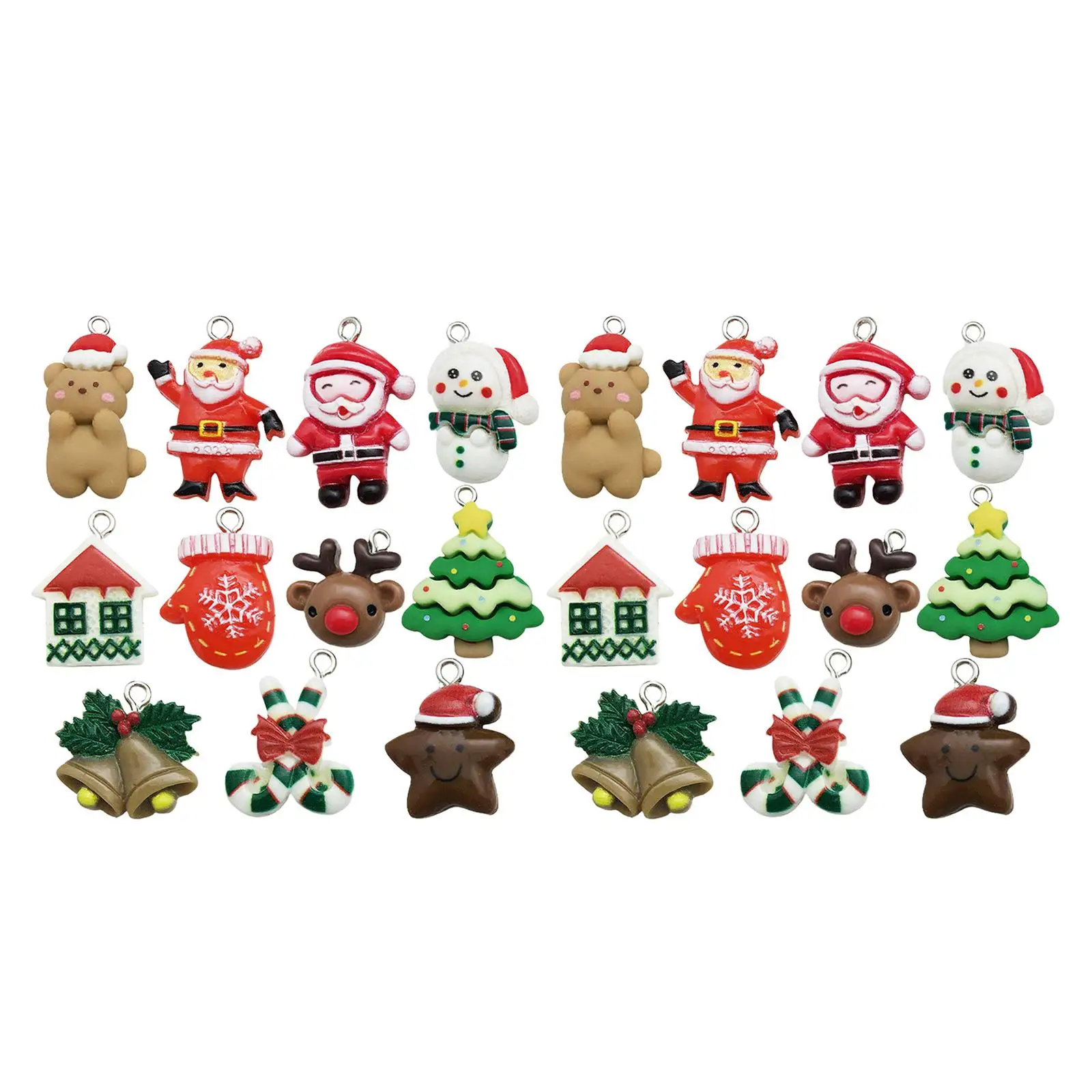22x Christmas Pendants Assorted Christmas Charms Cute Birthday Gifts Crafts for Bracelets Keychain Jewelry Making Necklaces Home