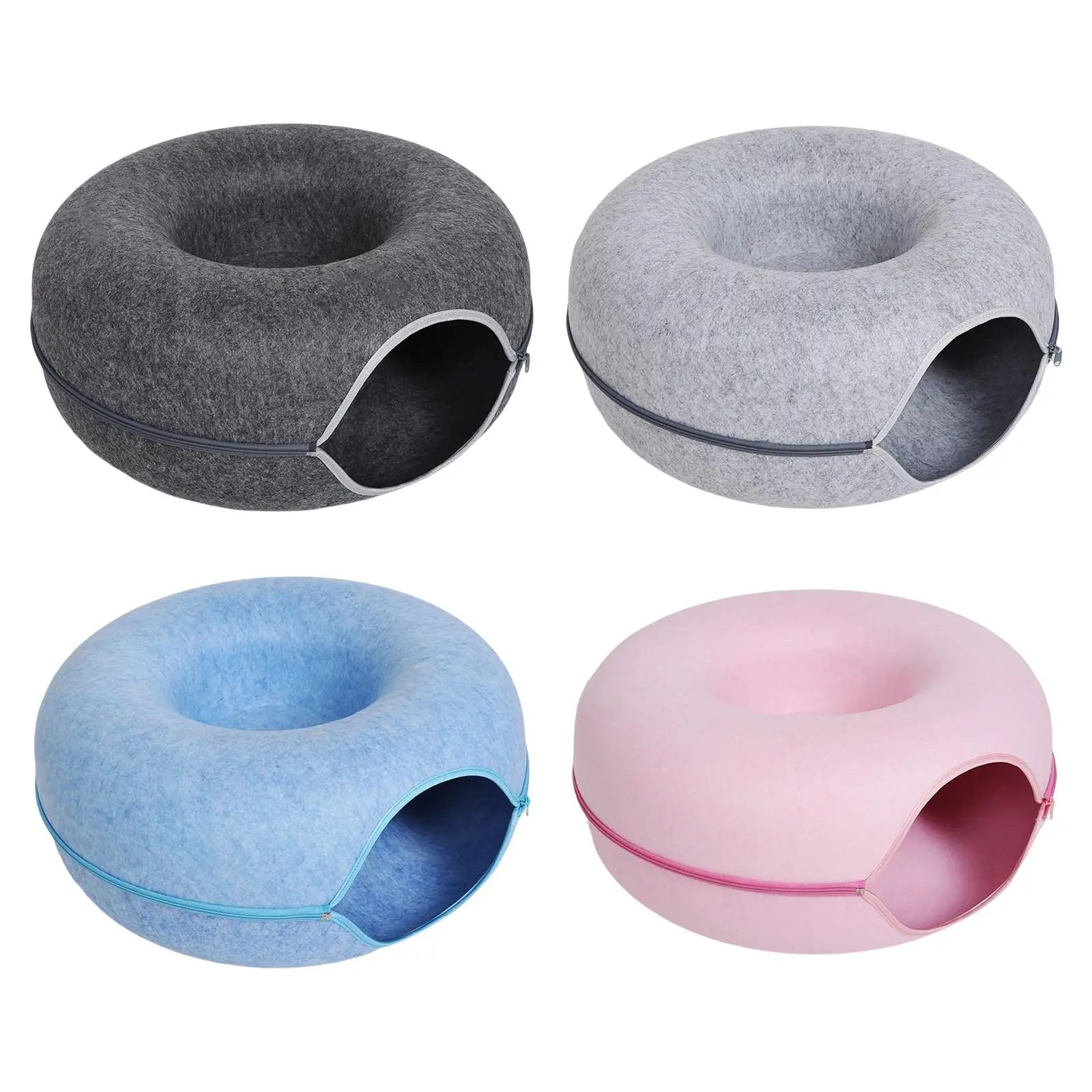 Donut Felt Cave for Cat Hideaway Cave Resting Removable Zipper Bed Tunnel