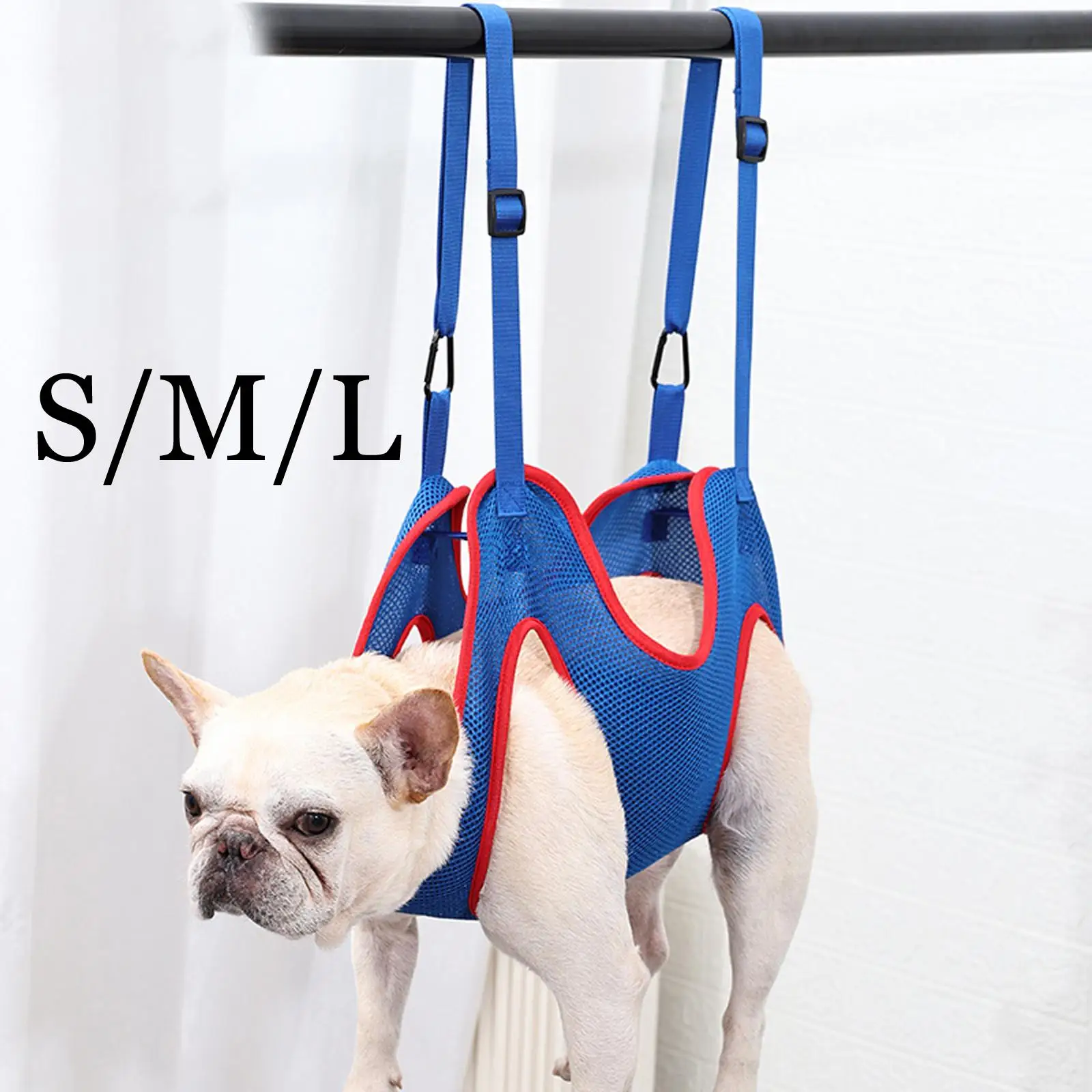 Portable Dogs Hanging Holder Hanger with 2 Hooks Pet Grooming Hammock Harness for Grooming Bathing Trimming Claw Care Examining