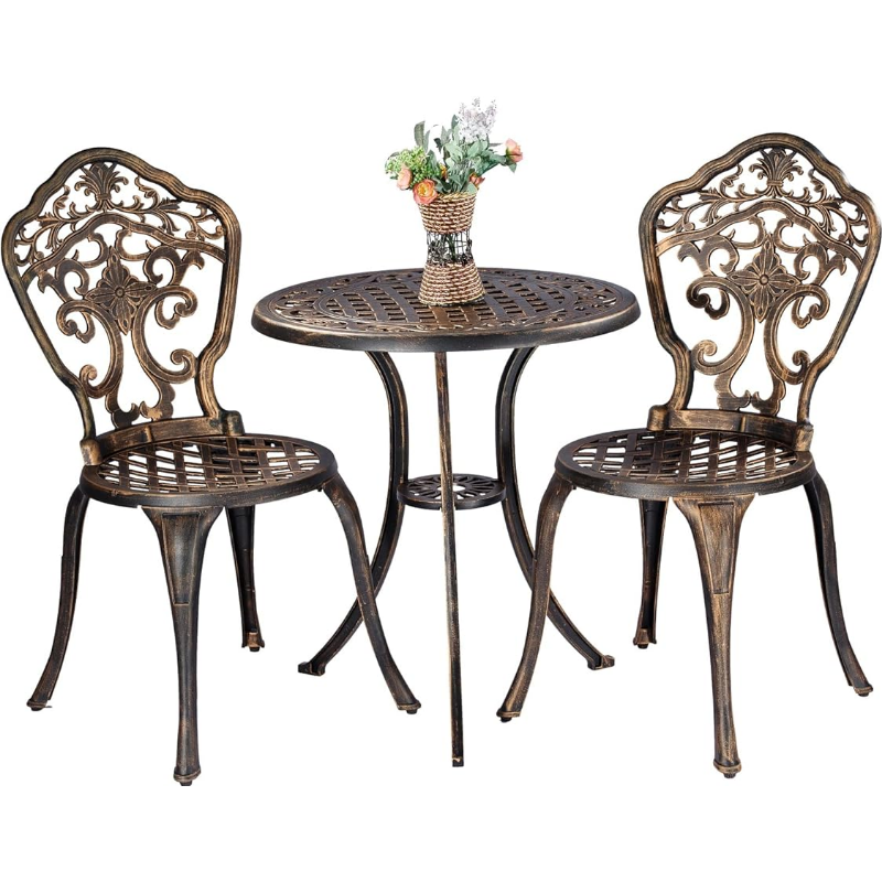 Title 2, ZOTORUN Bistro Set 3 Piece Rustproof Cast Alumi...