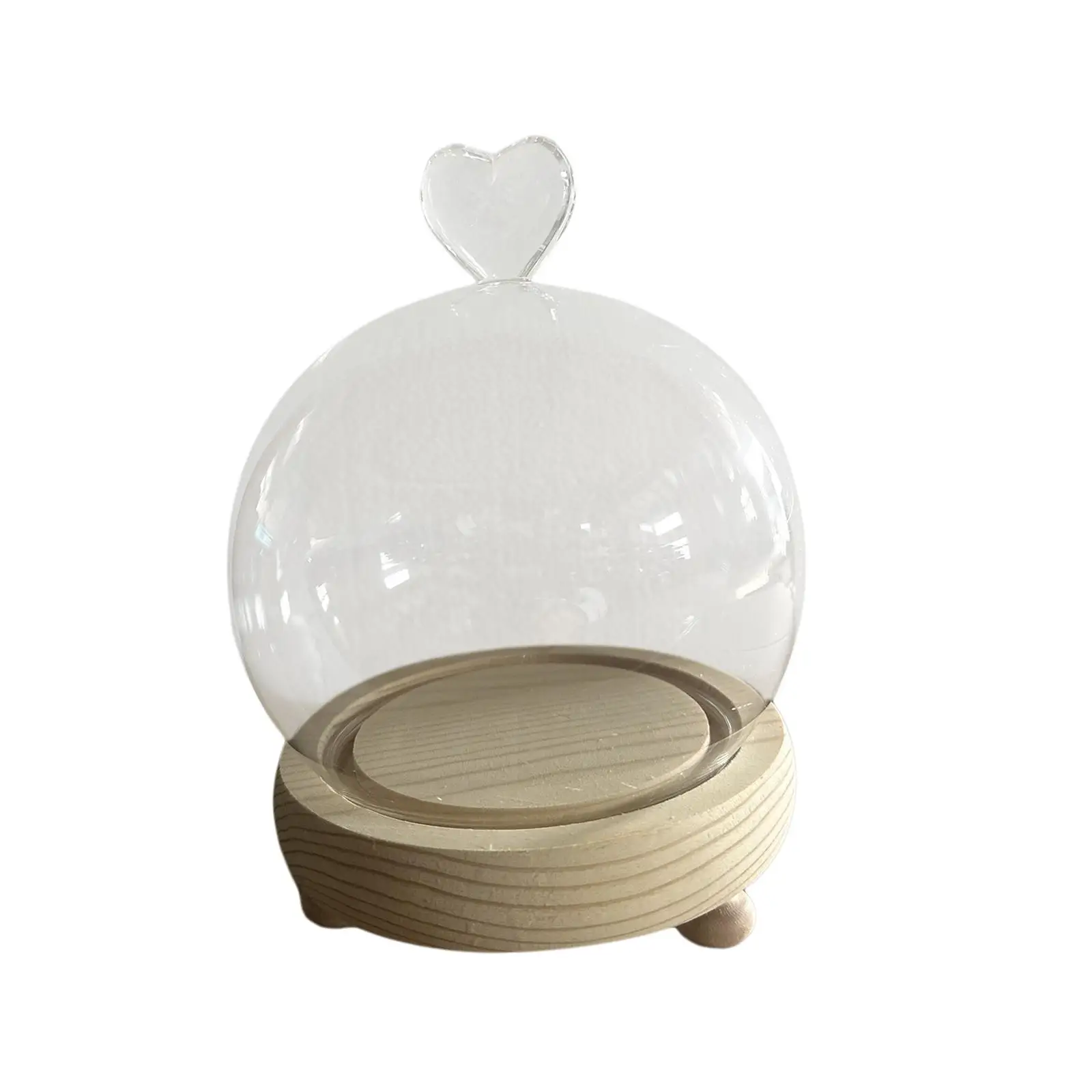 Display Dome with Wooden Base Glass Dome Showcase Clear Birthday Gifts Glass
