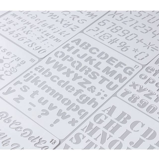 45 Pochoirs Lettres Calligraphie - PET Réutilisable - 175 Caractères - 19.7x12.8cm - Pour Bois/Mur/Peinture