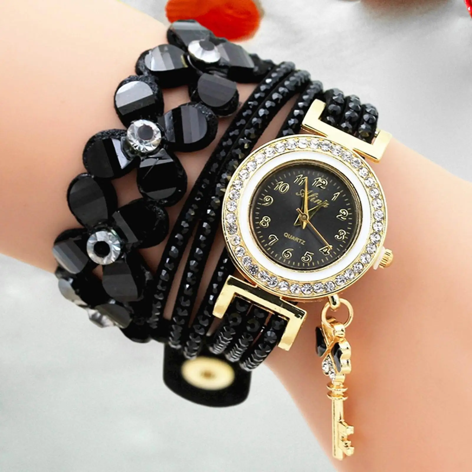 Bracelet Watch Strap Watch Fashion Women Lightweight Portable Pointer Wristwatch for Travel Shopping Hiking Street Backpacking