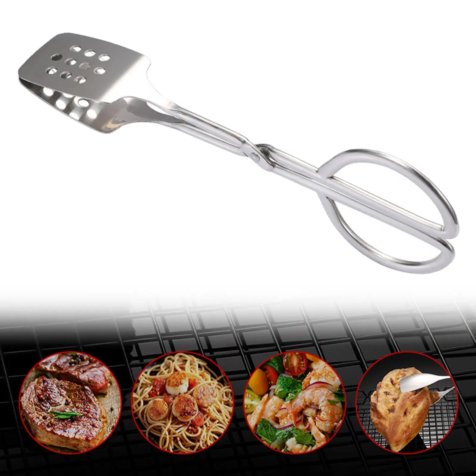 Stainless Steel Cake Clamp Tongs Kitchen Utensil Food Serving Tongs Gripper Vegetable Salad BBQ Frying Buffet Bread Tongs Clip