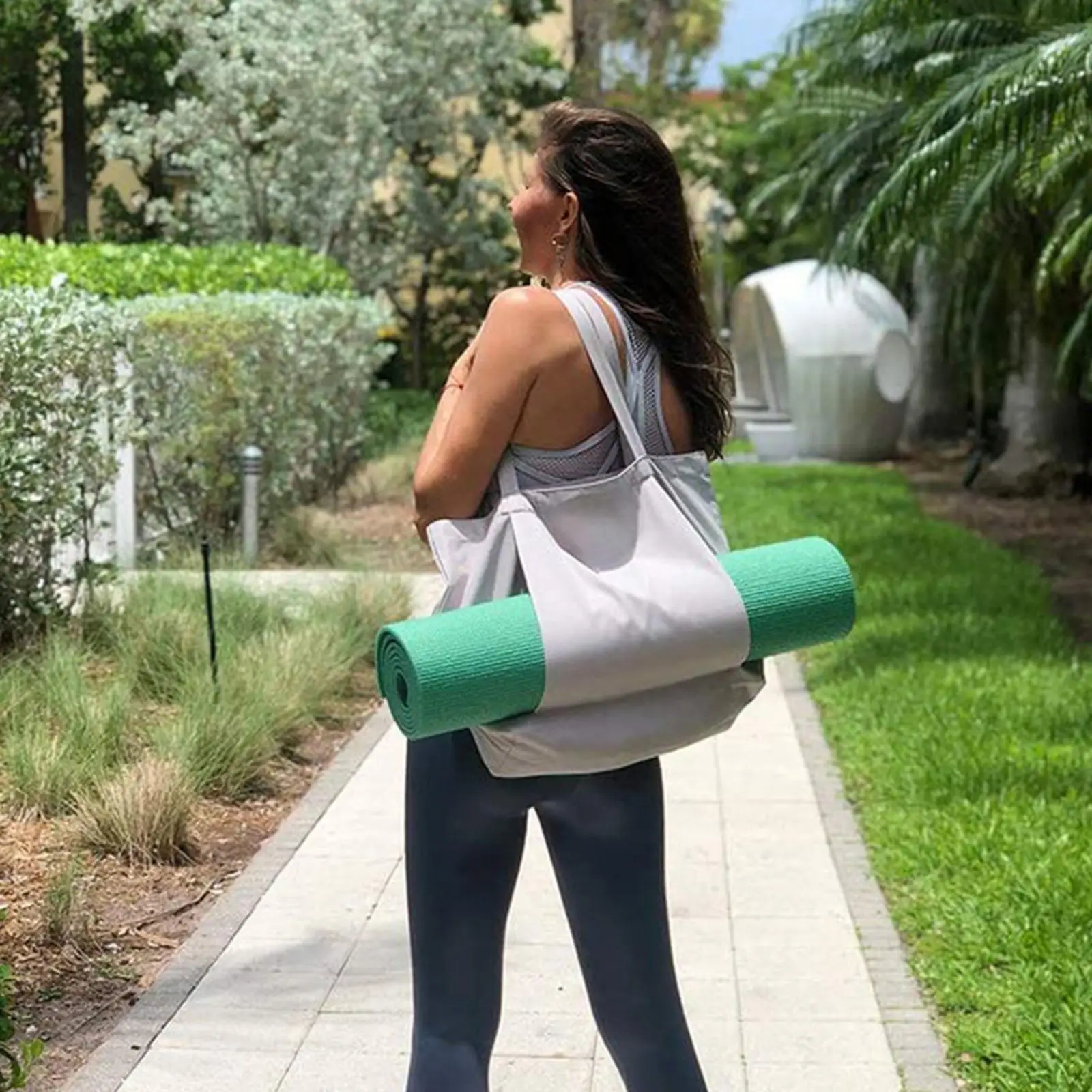 Women Yoga Bag Mat Carriers Portable Shoulder Bag for Beach Gym Workout Multi-Functional Canvas Tote Shoulder Bag