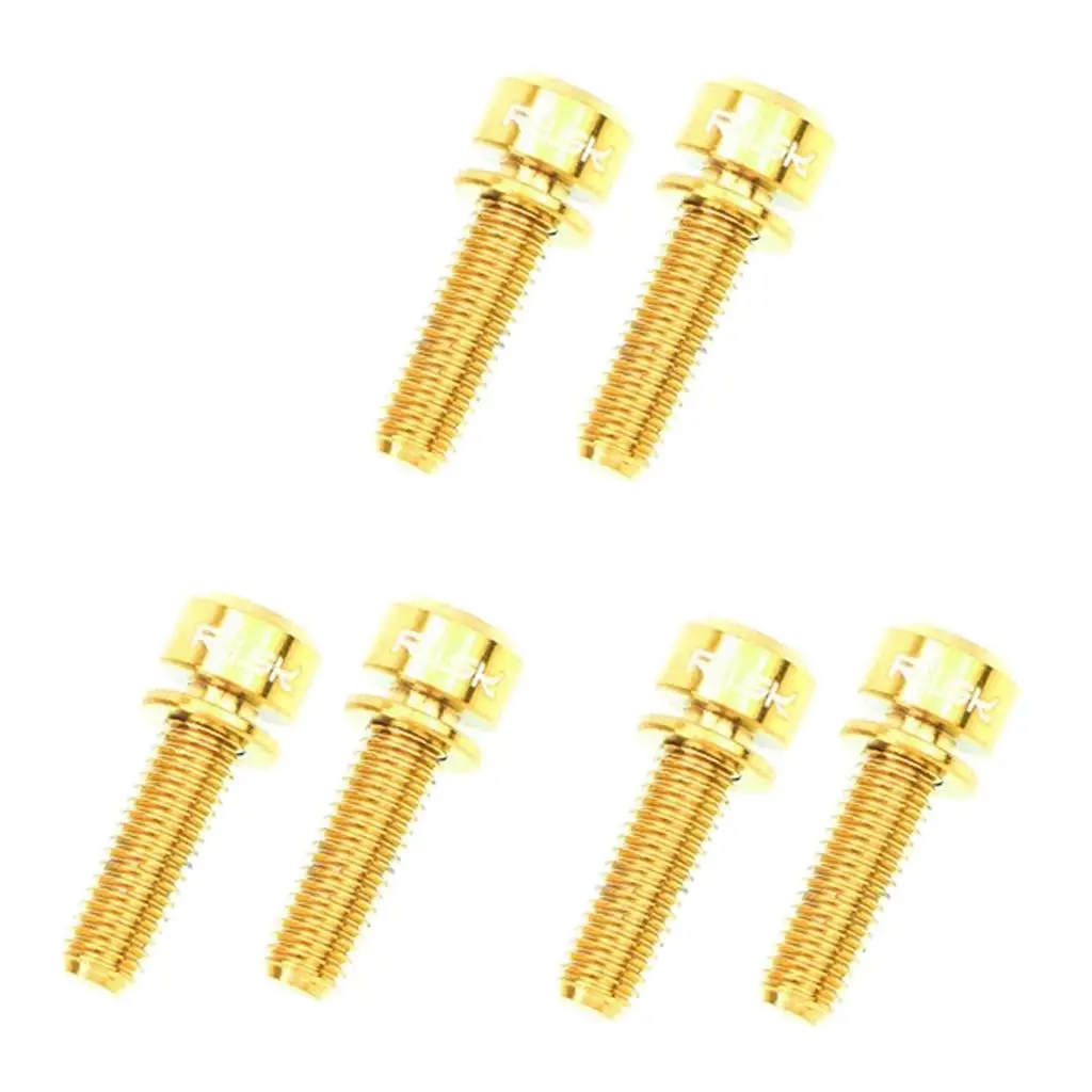 6 Pieces Fixed Gear Bicycle Handlebar Stem Screw Bolt Tapered Head Bolt Screw with Washer -  Various Colors & Size