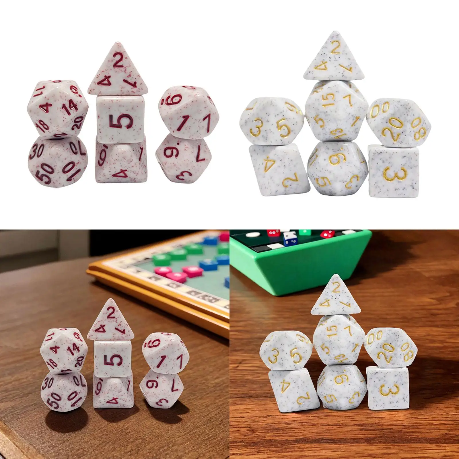7x Dice Set Entertainment Toys Acrylic Math Teaching Toys Party Supplies Game Dices Set for Bar KTV Role Playing Game Table Game