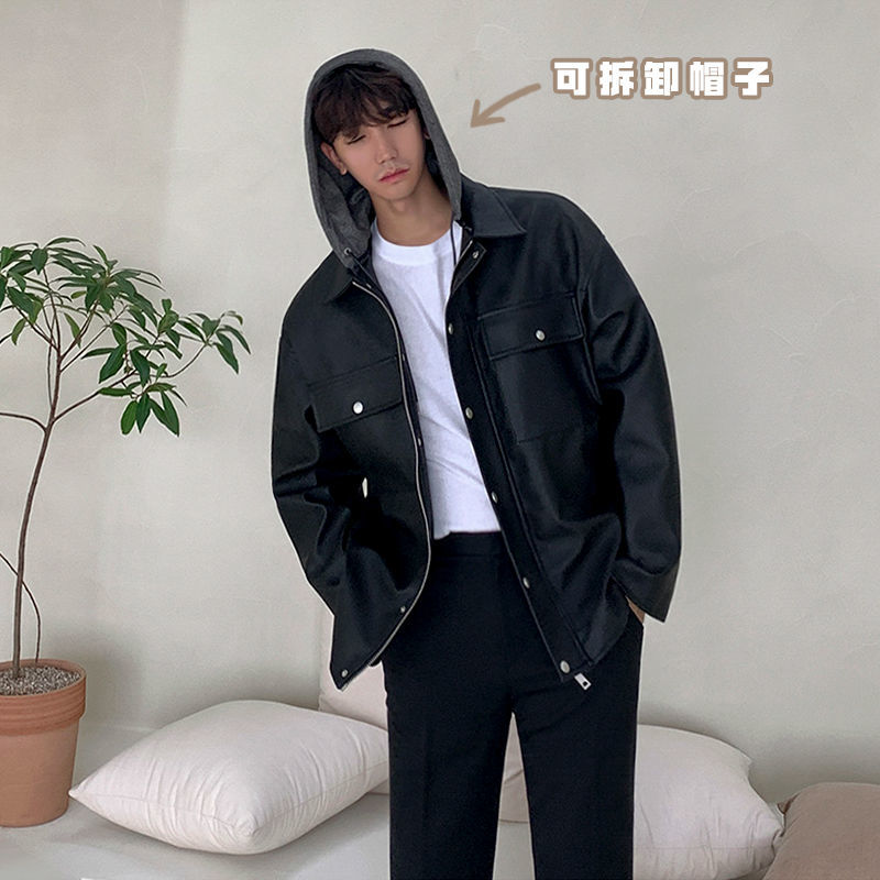 Description Picture 4 of itemMen's Spring Jacket Motorcycle Jackets Man Genuine Leather Blazer Slim Fashion Biker Coat PU Leather Baggy Male Clothing A42