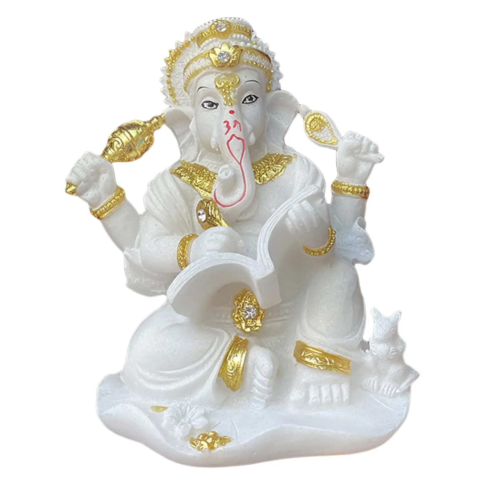 Lord Ganesha Statue Standing Elephant God Resin Indian Decoration Sculpture Ornament for Home Decor Collectible Meditation Car