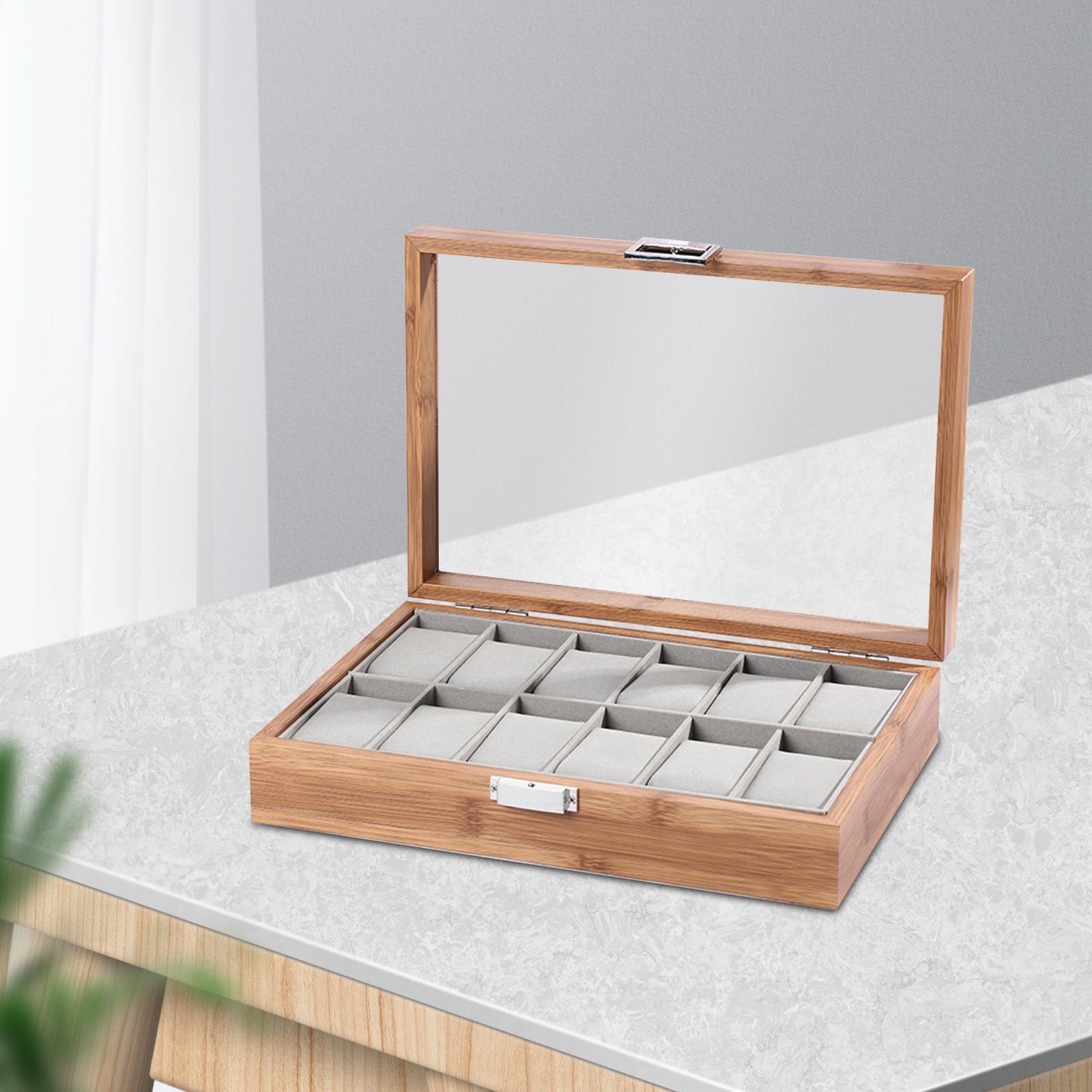 Watch Box Organizer Lockable with Lid Watch Organizer Holder for Men and Women Home Decor Watches Necklace Bracelet Earrings