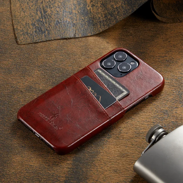 Hortory luxury leather iphone case with credit card holder and hand strap  phone case compatible with iphone 11 12 13 14 15 Pro max