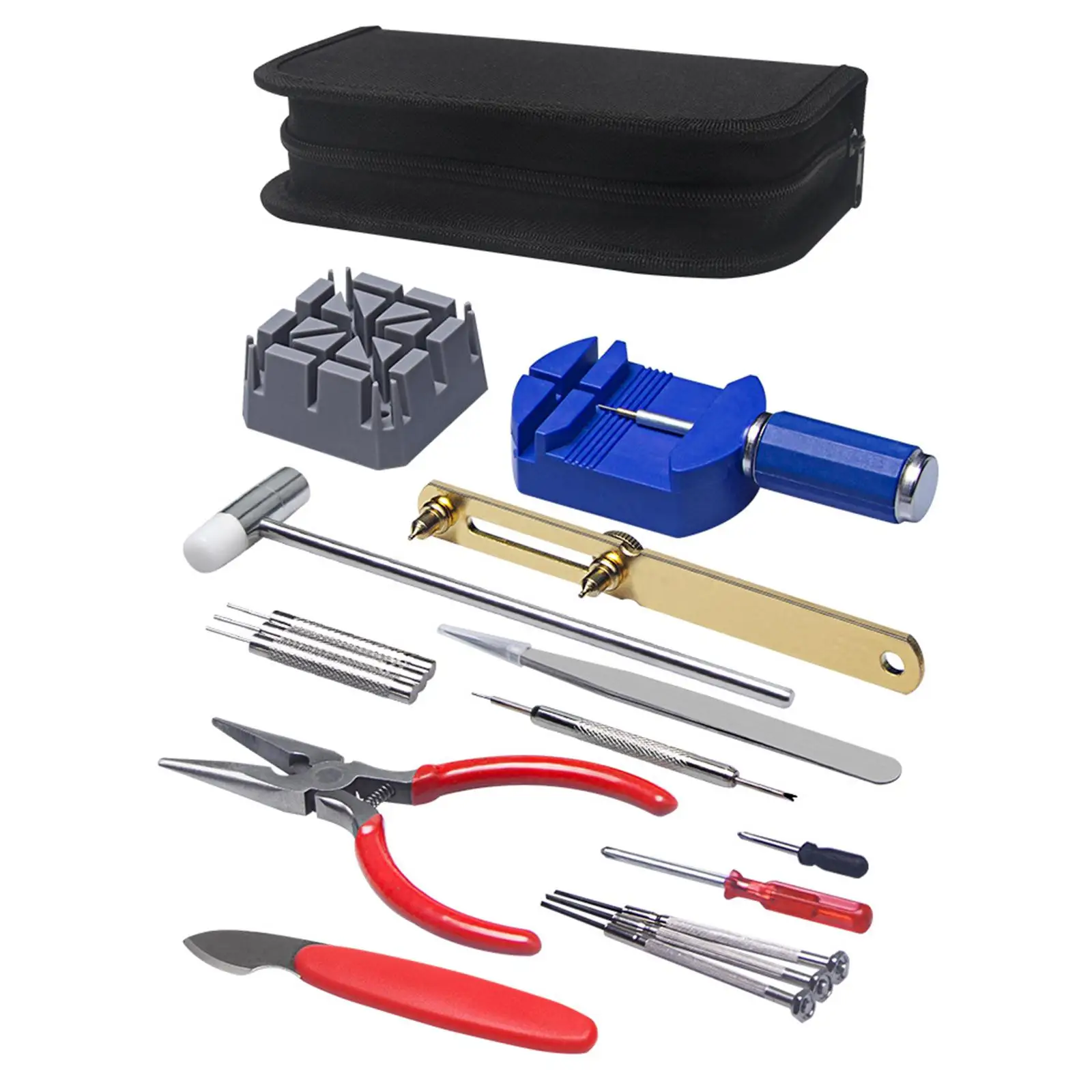 16x Watch Repair Kit Watch Band Removal Tool Back Removal Tool with Carrying Bag for Strap Disassemble Professional