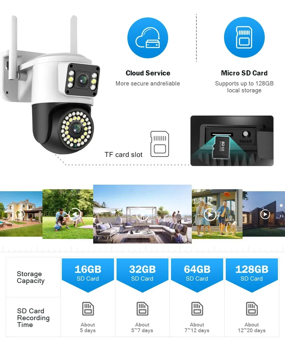 Nombre 11, Yoosee 4K 8MP lente Dual pantallas duales cámara inalámbrica alta definición Wifi CCTV cámara 360 ° Pan-tilt al aire libre humano Auto T