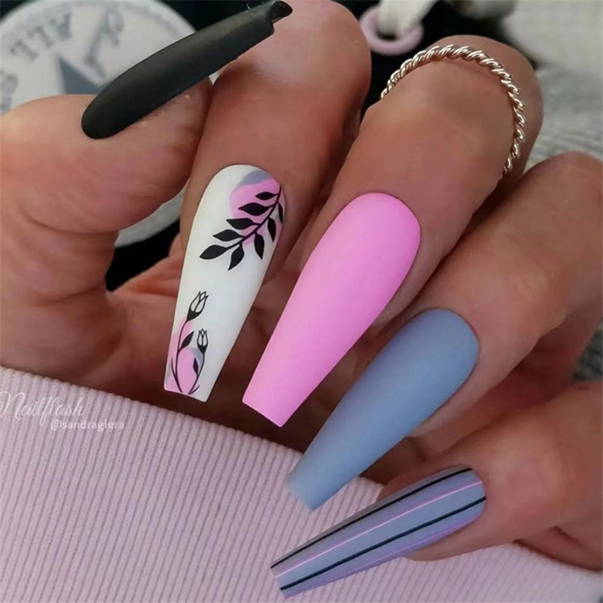 Best of 24Pcs / Lot Extra Long Ballet Nails Fake Fashion Girls Full Cover Press On Acrylic Nail Removable Reusable Wearable Fake Nails Art Reviews & Tips - Image 3