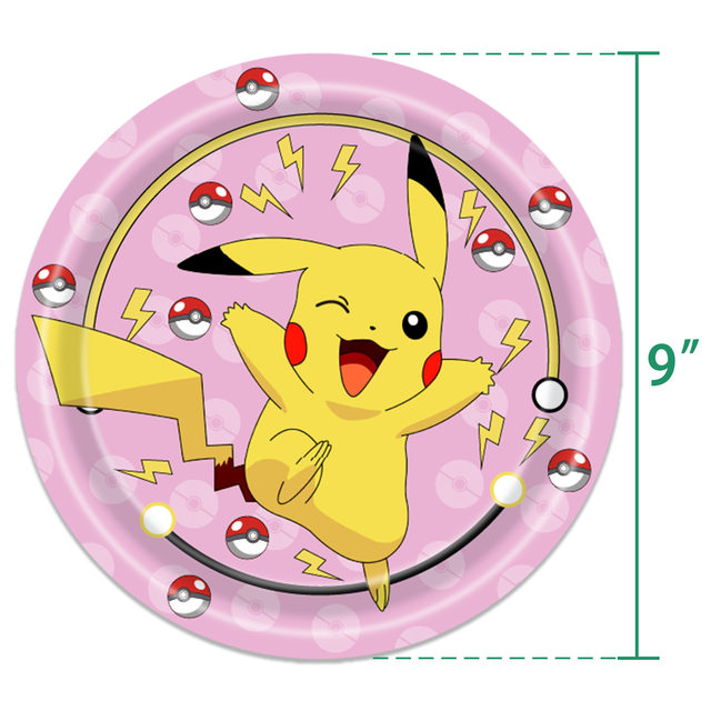 Rosa pokemon pikachu festa de aniversário decoração tema pokemon utensílios  de mesa placa de papel copo crianças menino menina festa de aniversário