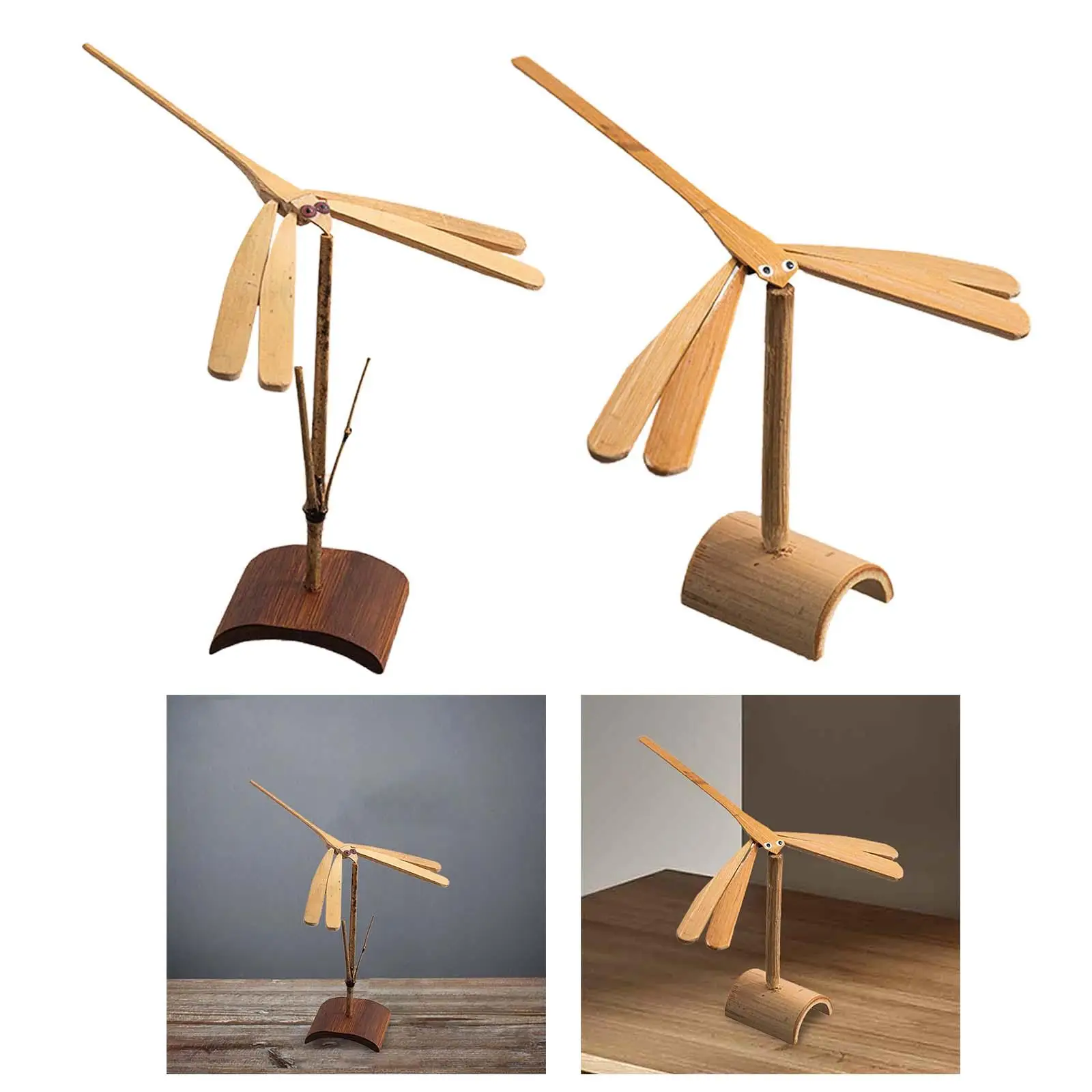 Flying Helicopter Toy with Stable Base Handmade Crafts Bamboo Propeller for Holidays Bedroom Gift Home Decor Aniversary