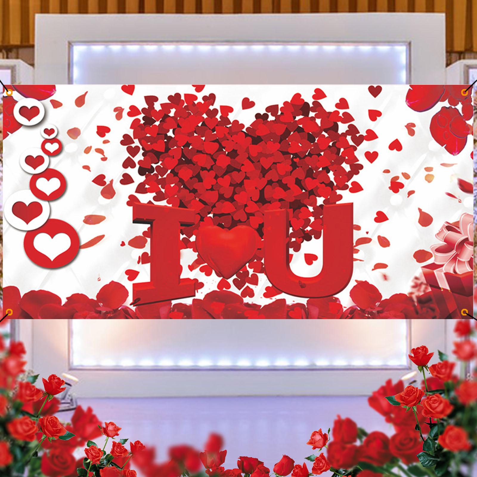 Valentine`s Day Backdrop Banner DIY Heart Background Valentines Day Decor for Bedroom Party Favor Anniversary Wedding Photoshoot