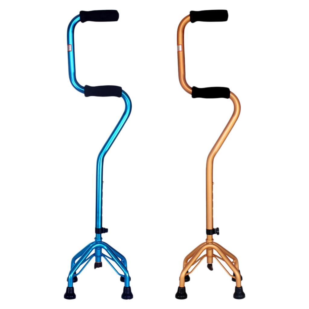 Bathroom Skid Resistance Aluminium Quad Cane Ladder Crutches Trekking Pole