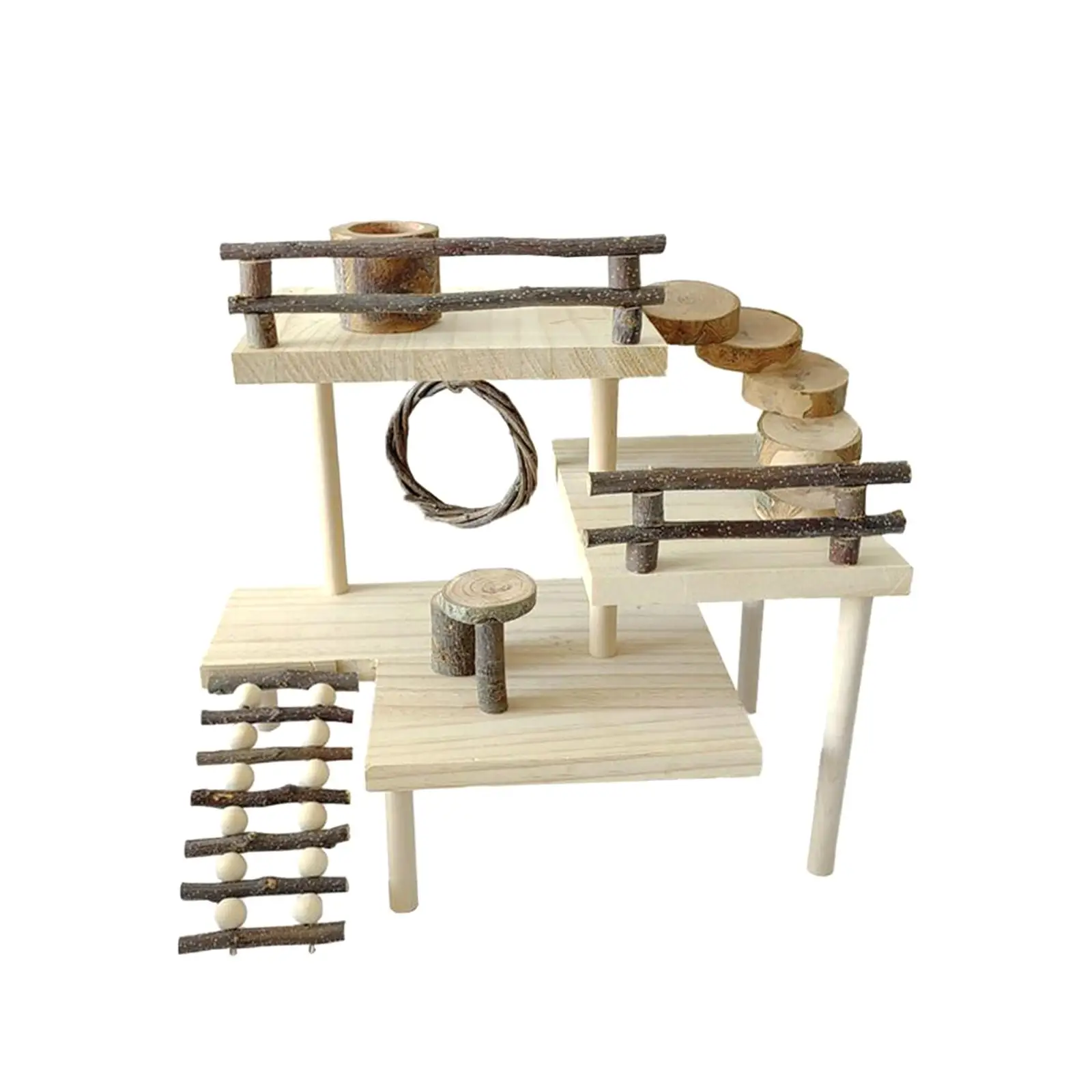 Hamster Toy Wooden Platform for Pets Activity Set Cage Accessories Exercise