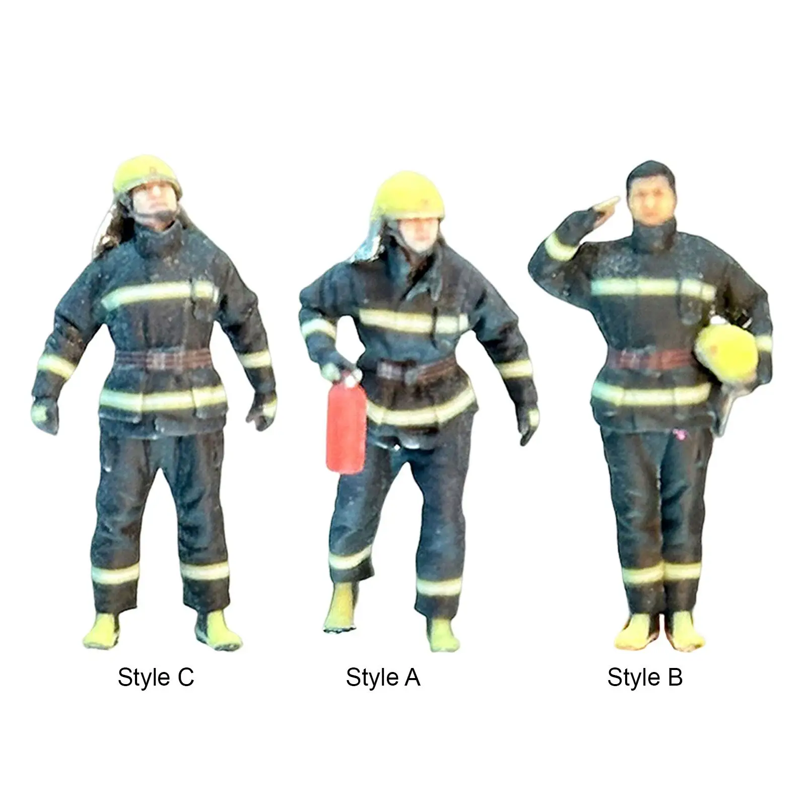 1/64 Scale Firefighter Model Collectibles Tiny People Model for Building Scenery Landscape Diorama Photography Props Layout