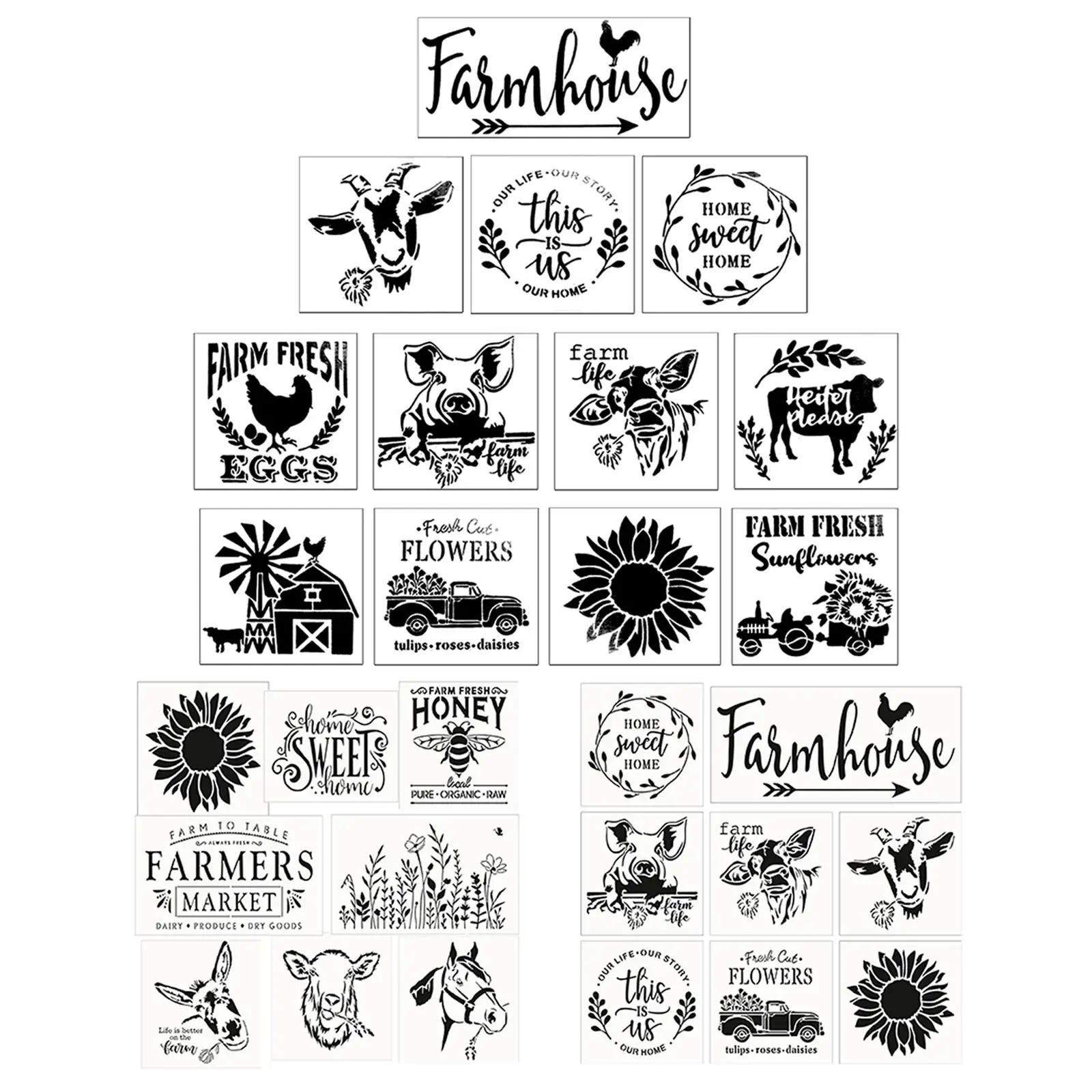 Farm Theme Stencils Painting Template Set for crafts Scrapbooking Graffiti Card Making