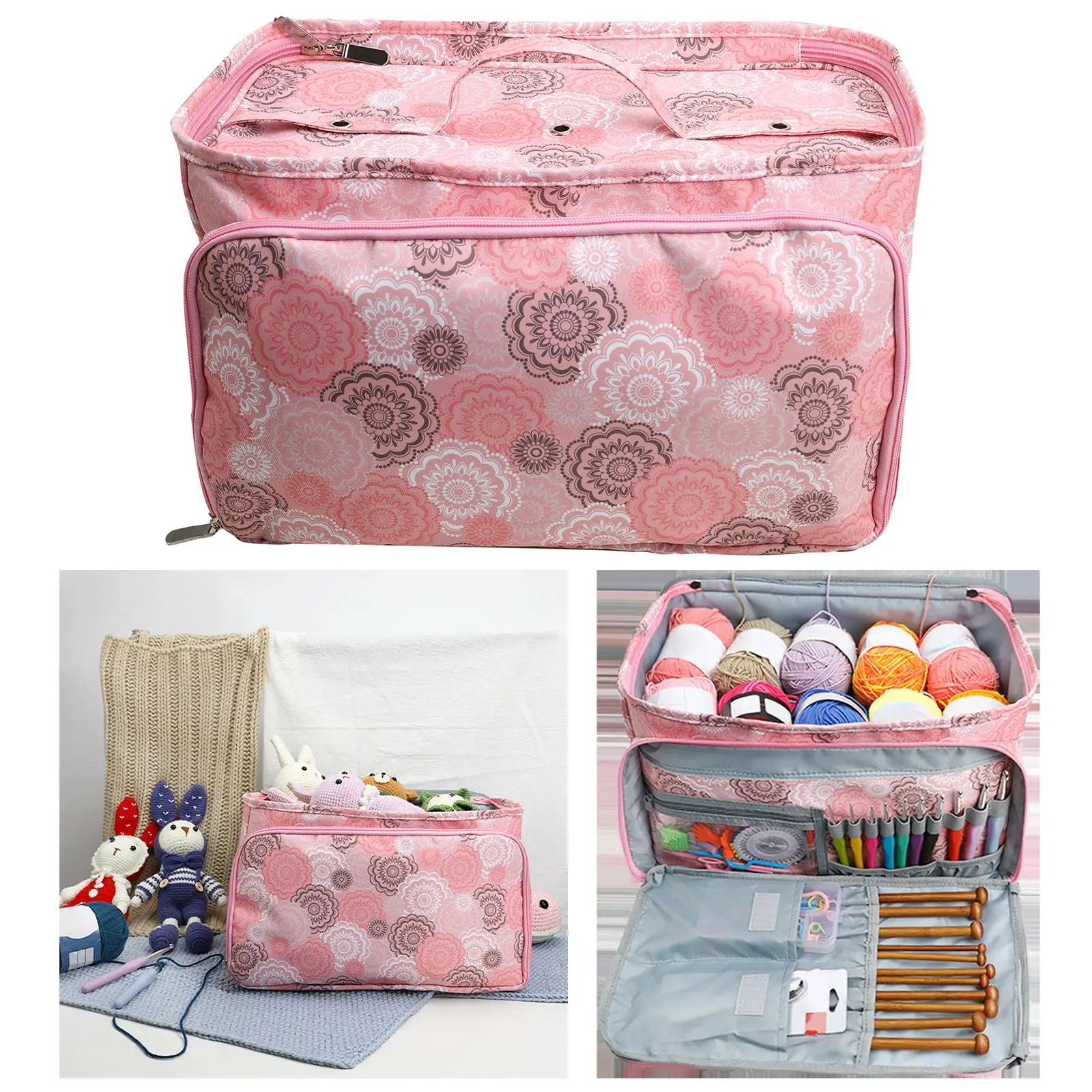 Yarn Storage Bag Yarn Organizer with External Bag Multipurpose Portable Premium Sewing Totes Colorful Knitting Tote for 